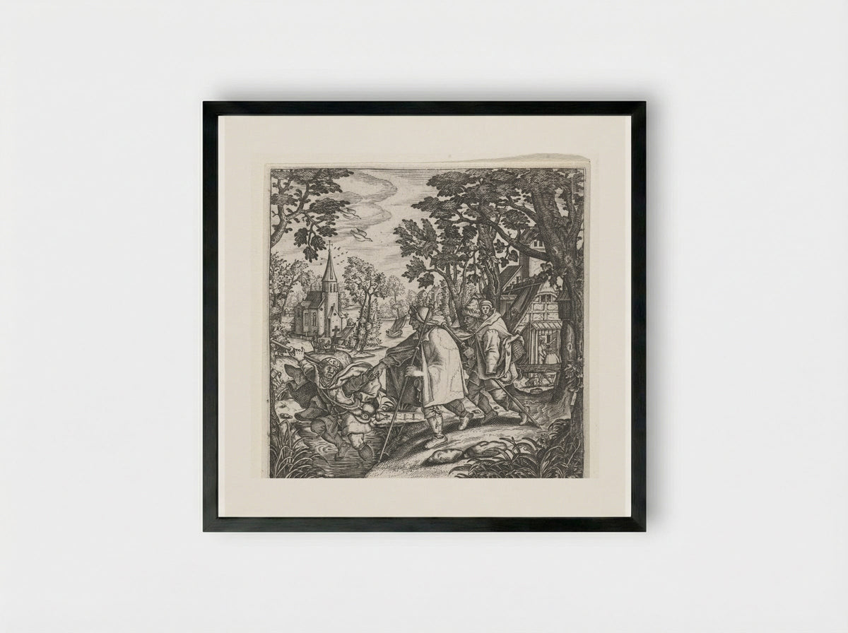 De blinde leidt de blinde - Johann Theodor de Bry - Framed Print Black