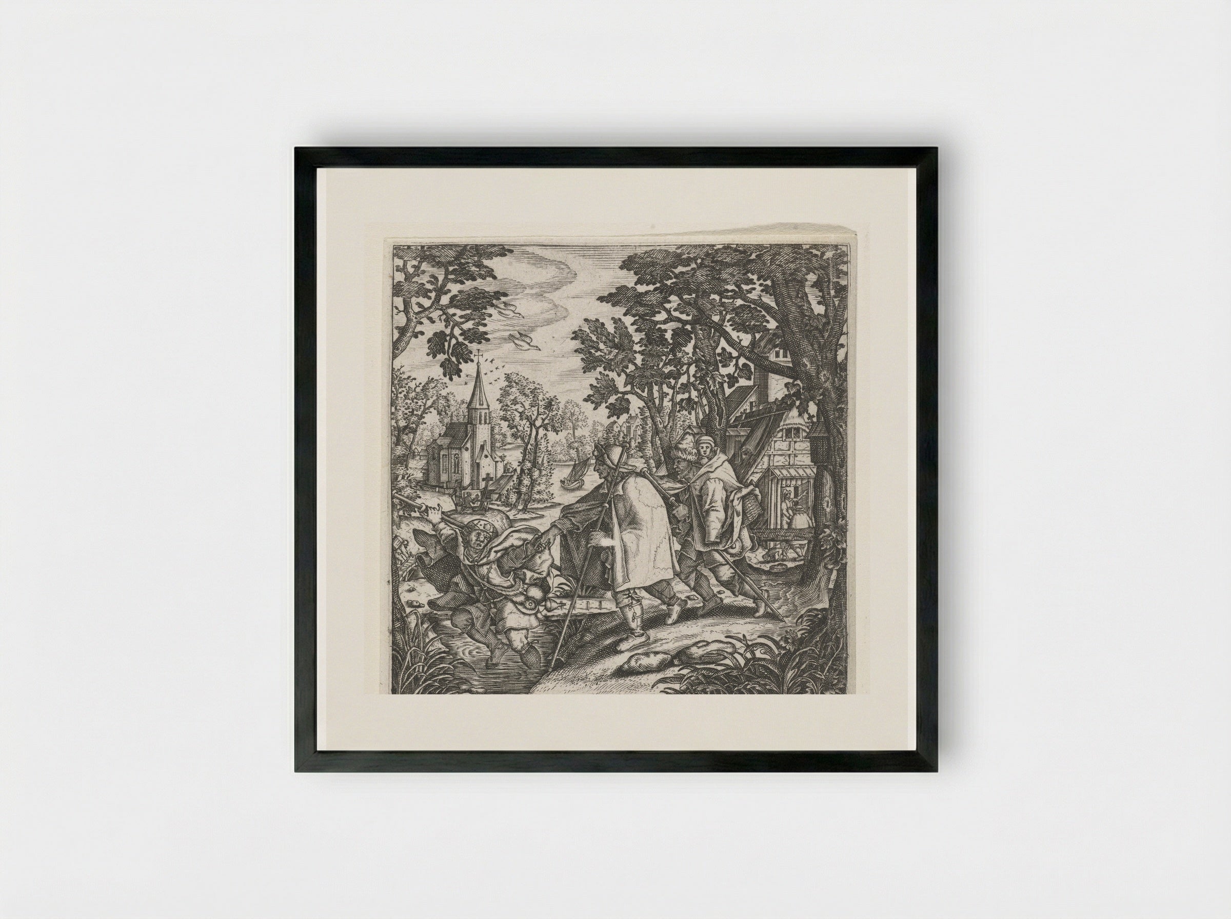De blinde leidt de blinde - Johann Theodor de Bry - Framed Print Black