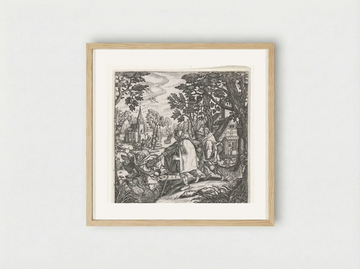 De blinde leidt de blinde - Johann Theodor de Bry - Framed Print Wood