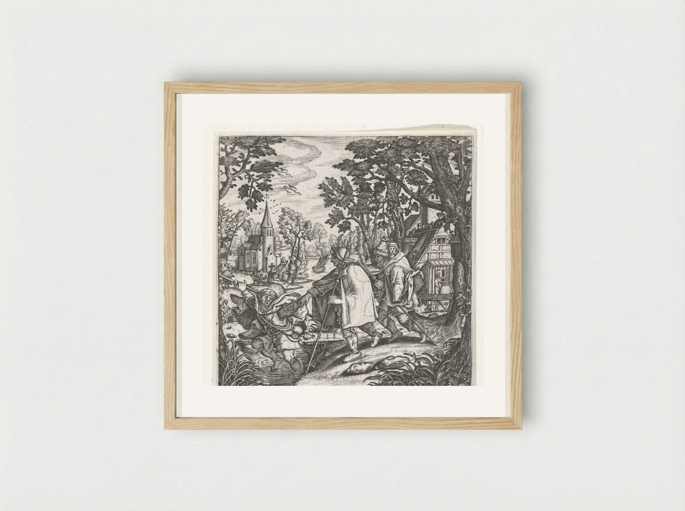 De blinde leidt de blinde - Johann Theodor de Bry - Framed Print Wood