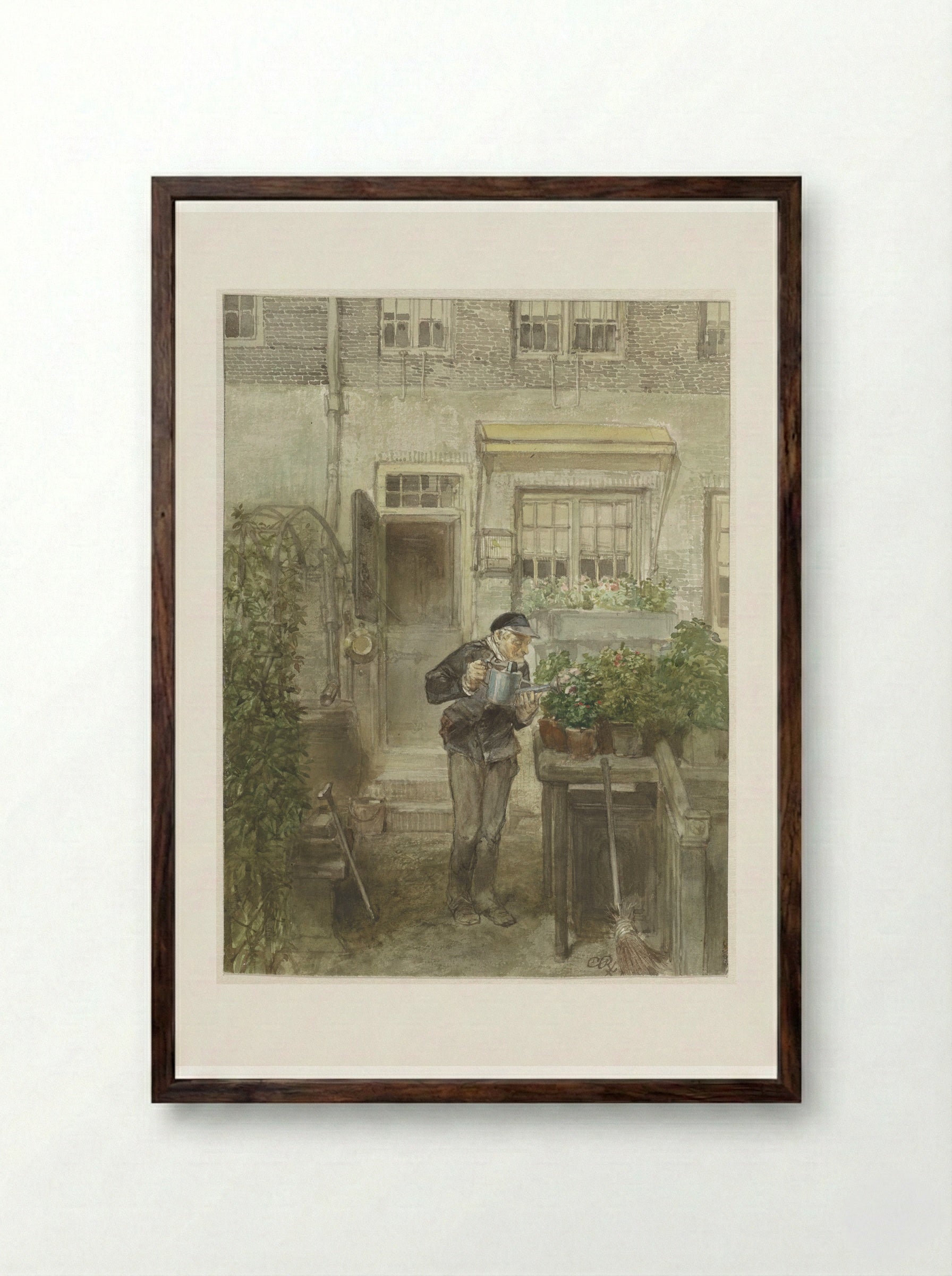 De bloemenliefhebber - Charles Rochussen - Framed Print Dark Wood