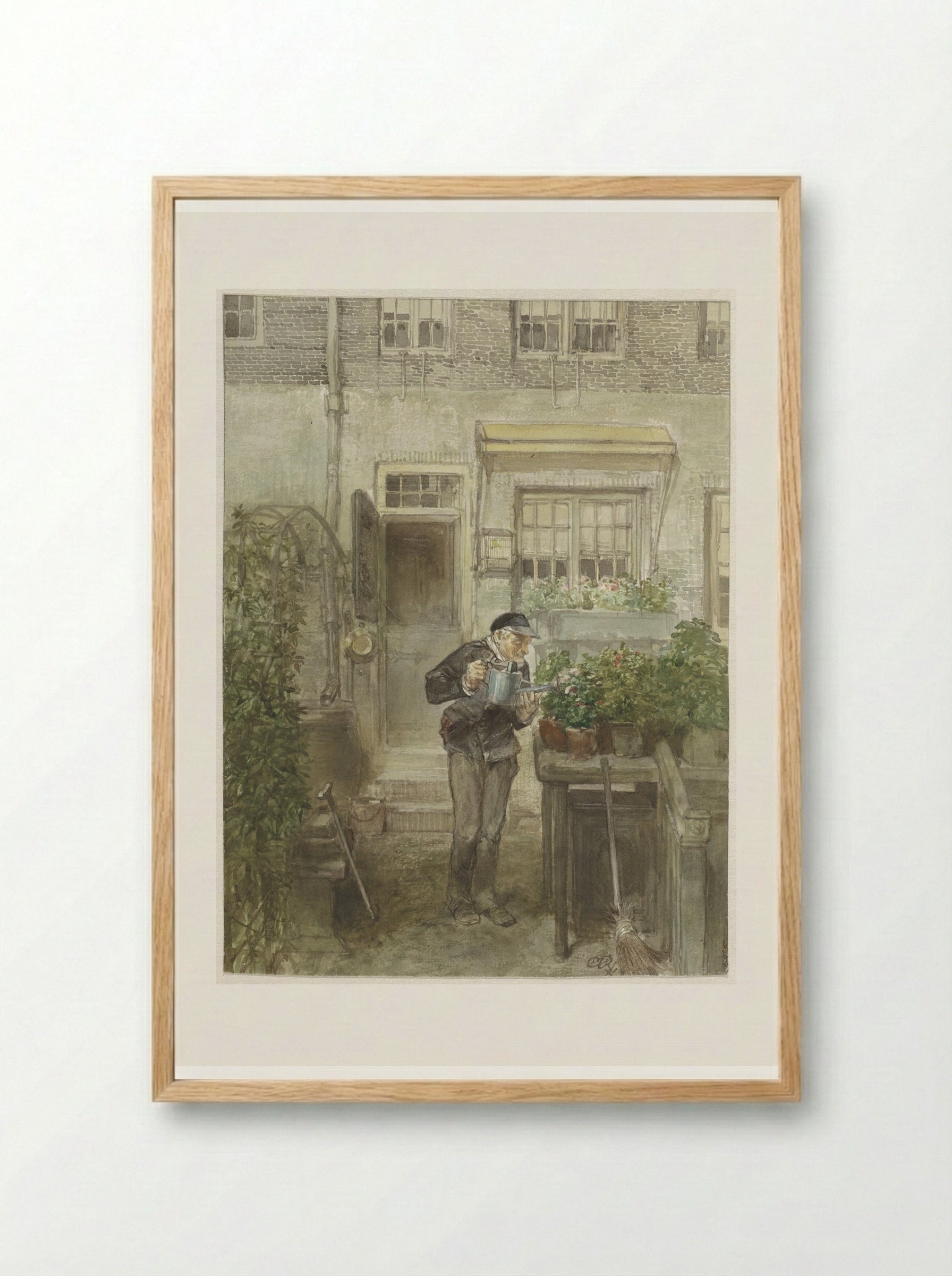 De bloemenliefhebber - Charles Rochussen - Framed Print Wood
