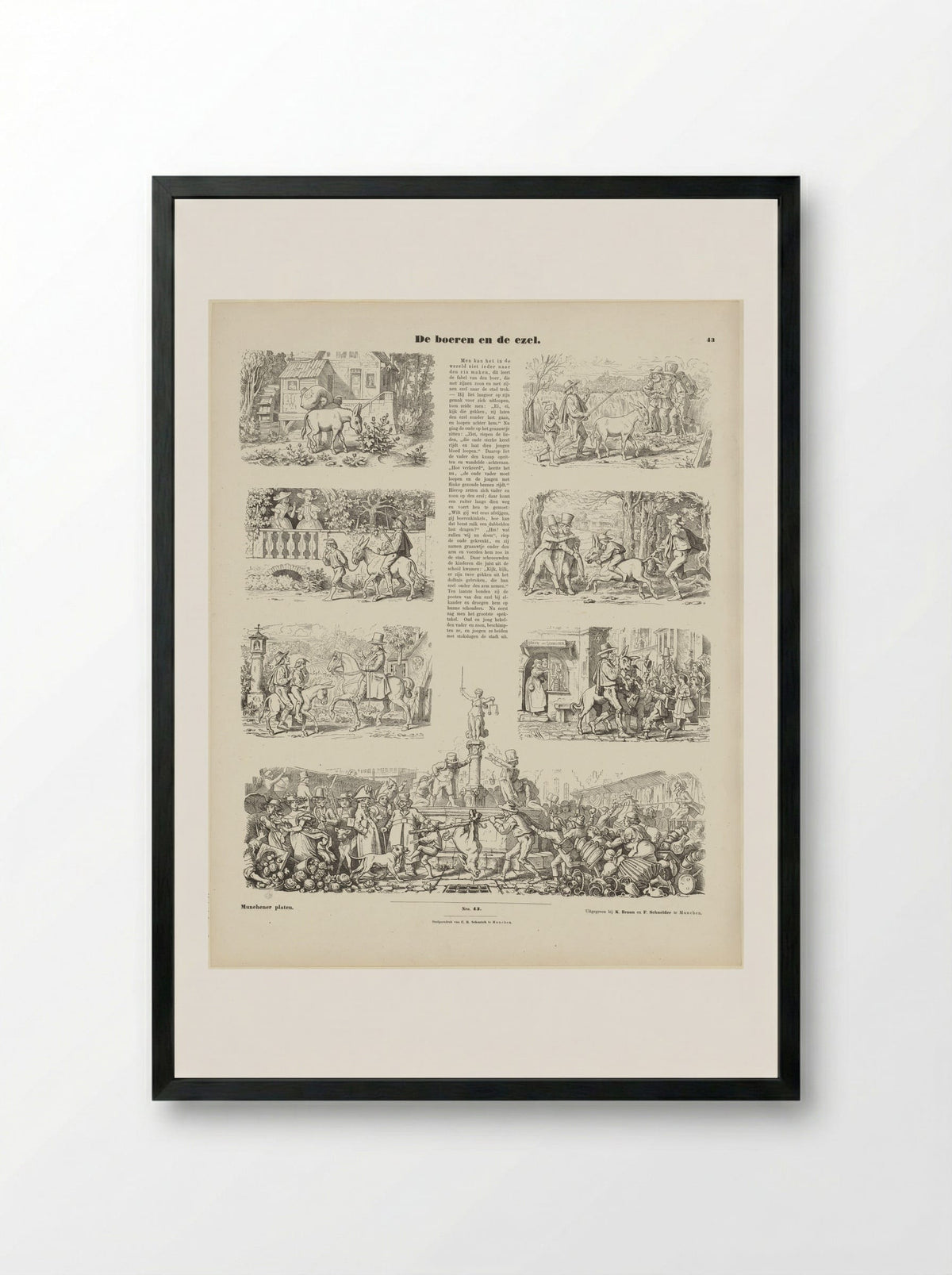 De boeren en de ezel - Moritz von Schwind - Framed Print Black