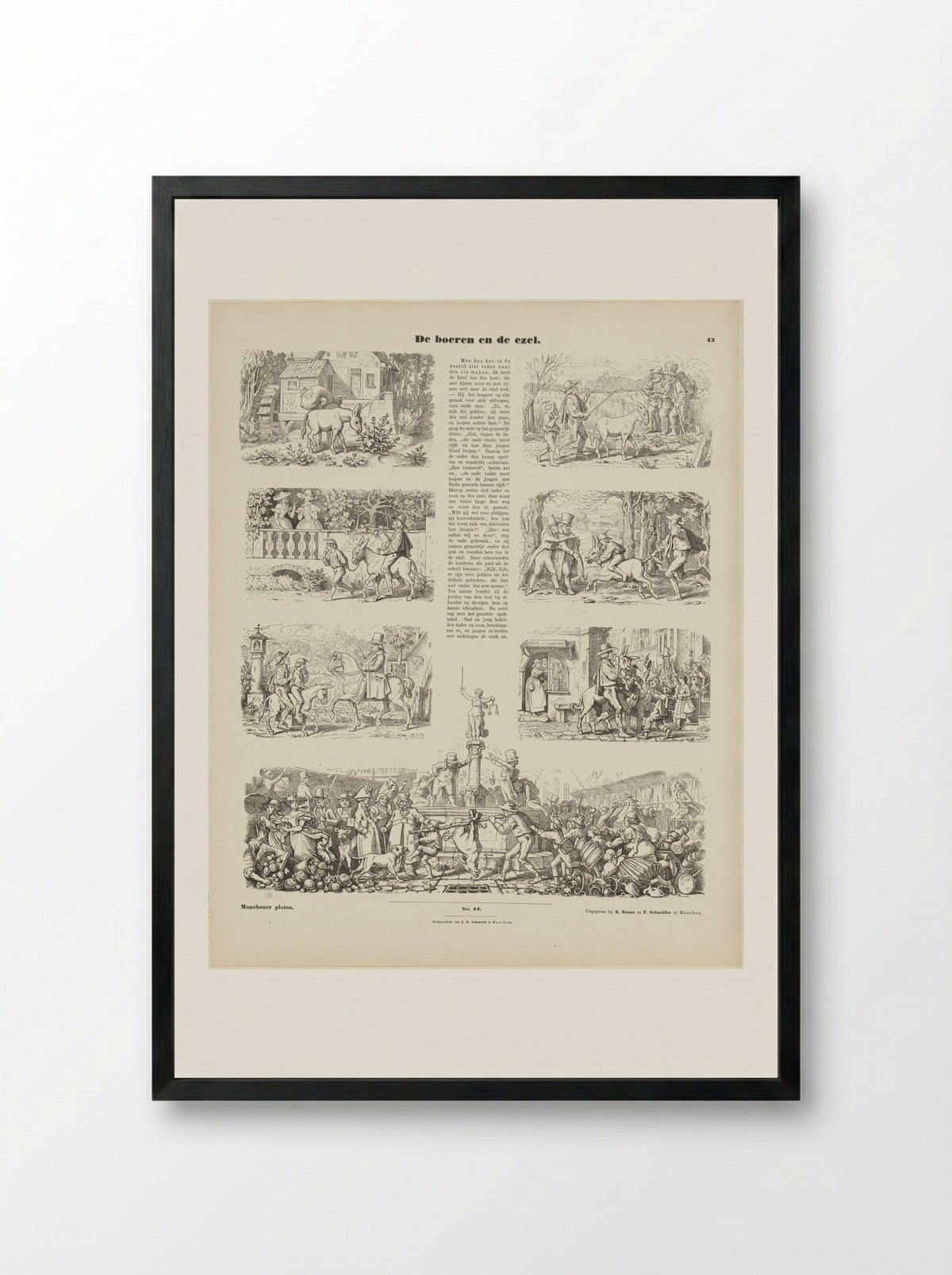 De boeren en de ezel - Moritz von Schwind - Framed Print Black