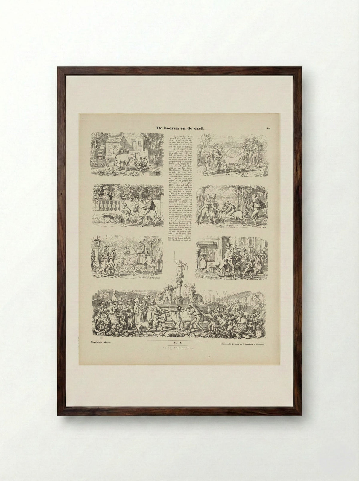 De boeren en de ezel - Moritz von Schwind - Framed Print Dark Wood