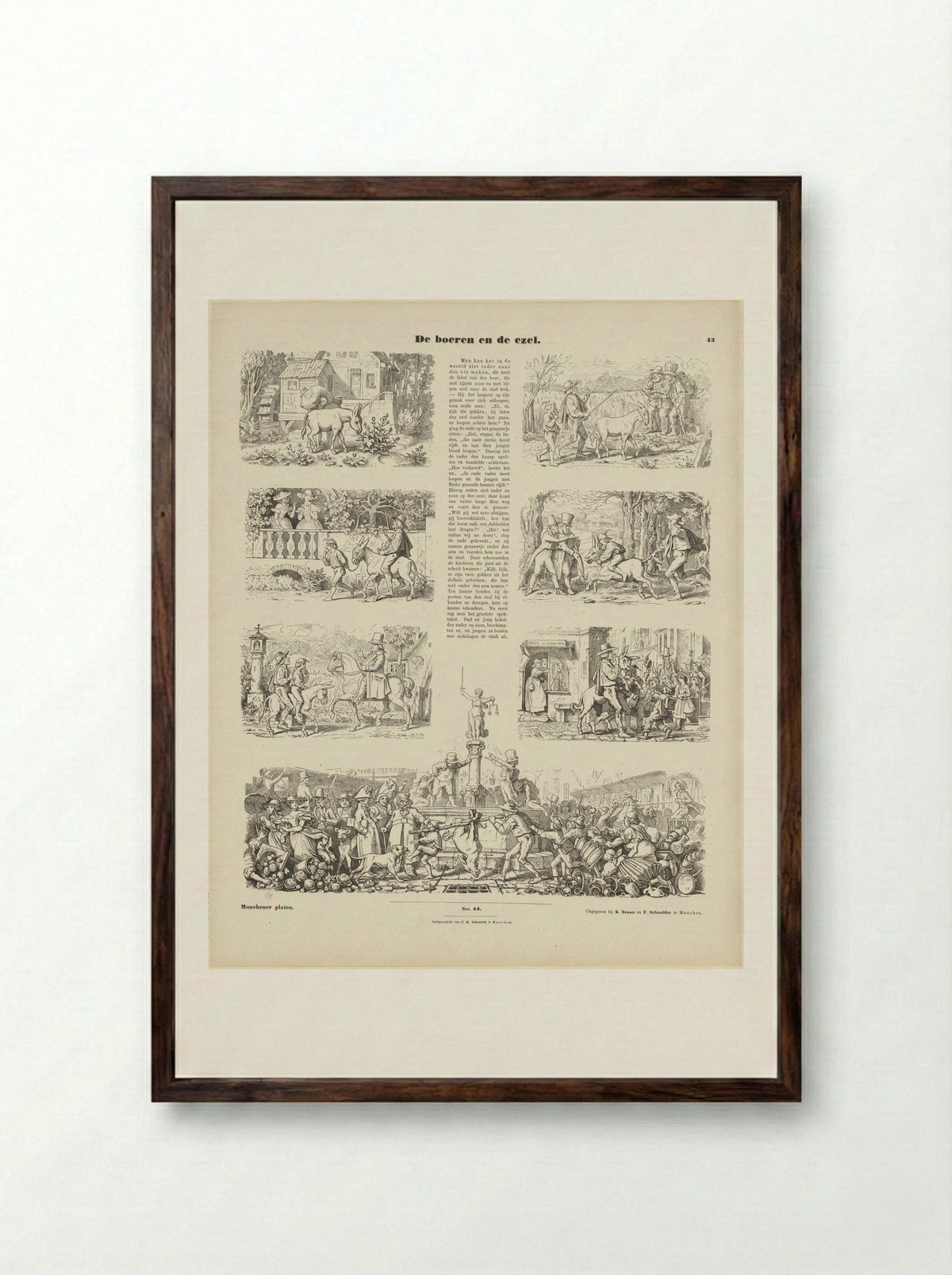 De boeren en de ezel - Moritz von Schwind - Framed Print Dark Wood