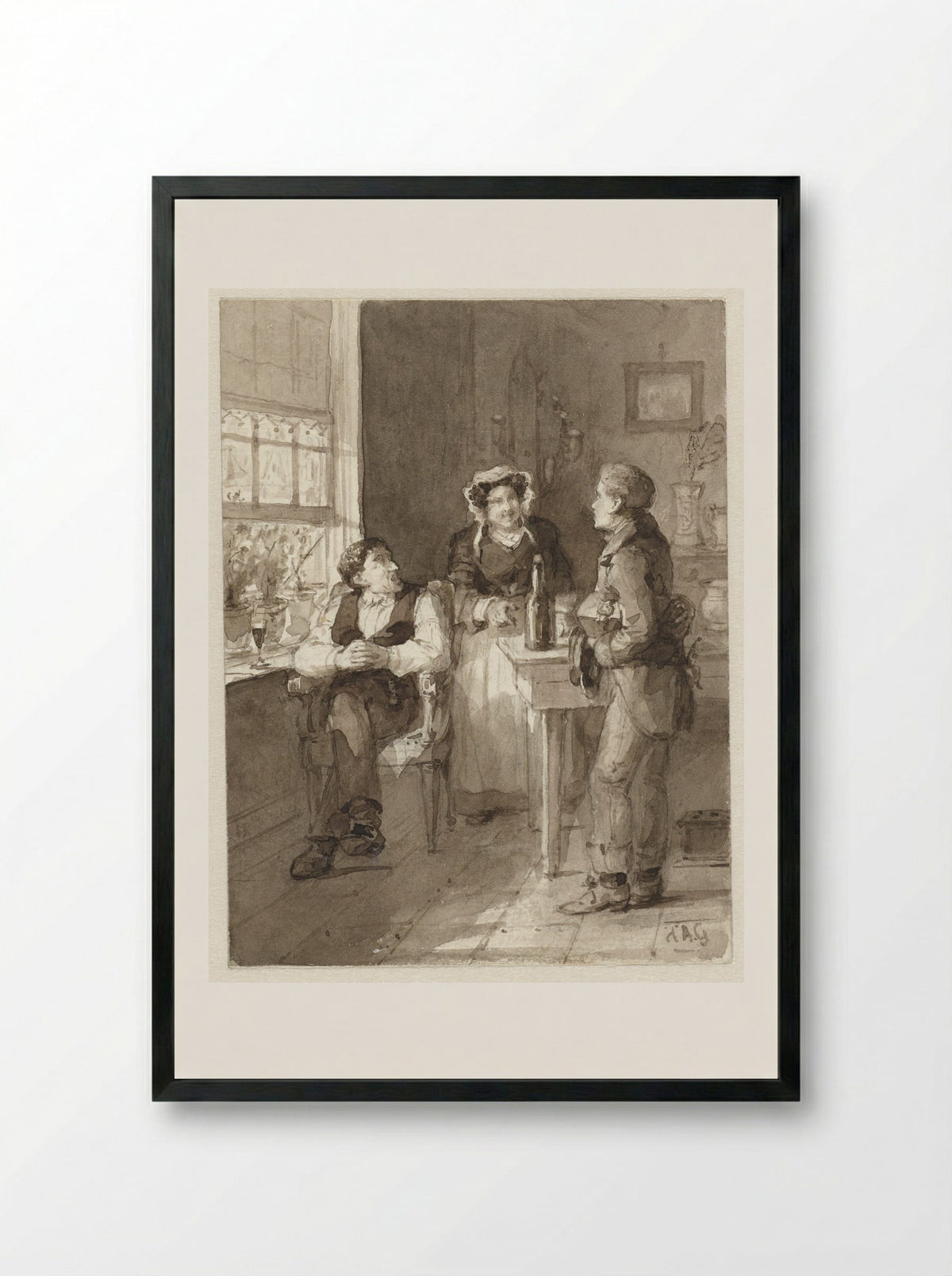 De boodschapper - Johannes Christiaan d' Arnaud Gerkens - Framed Print Black