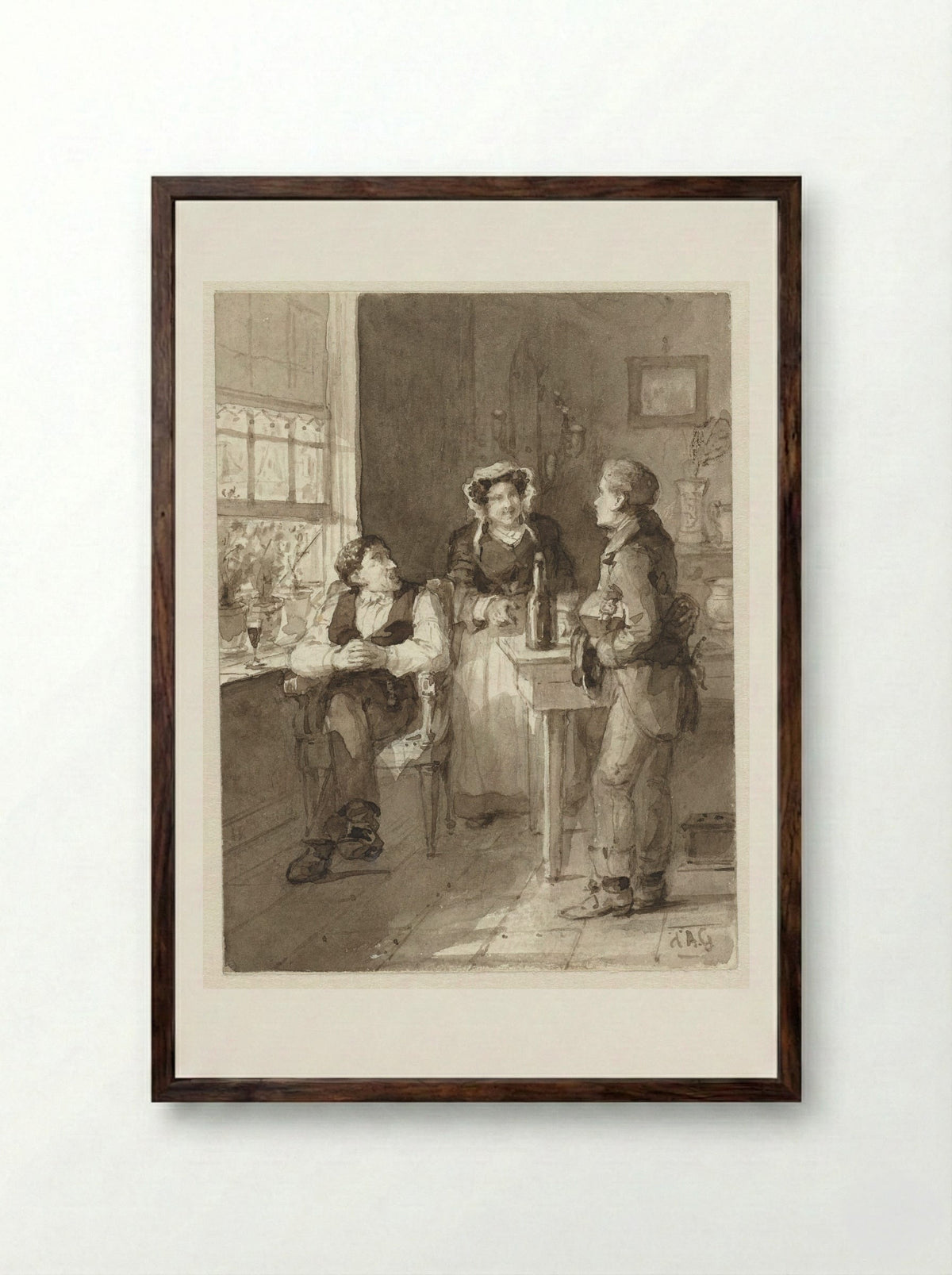De boodschapper - Johannes Christiaan d' Arnaud Gerkens - Framed Print Dark Wood
