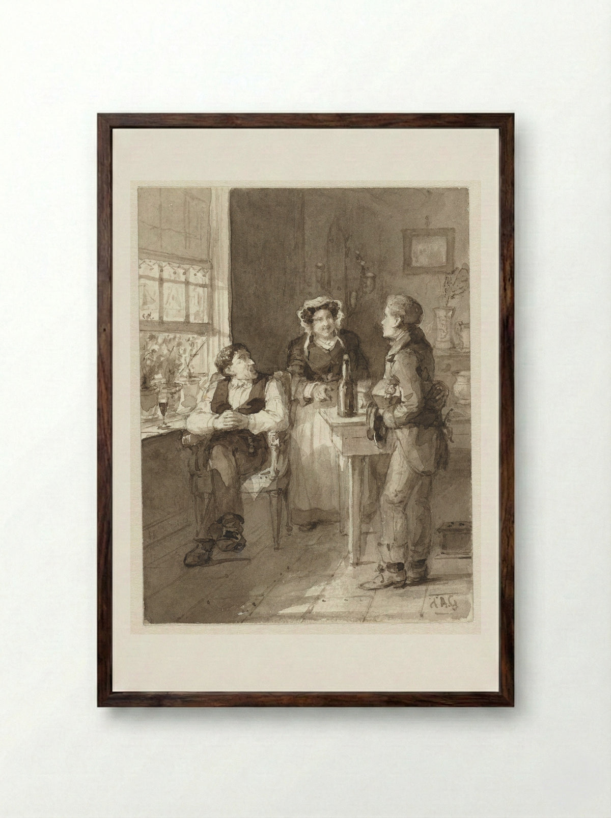 De boodschapper - Johannes Christiaan d' Arnaud Gerkens - Framed Print Dark Wood