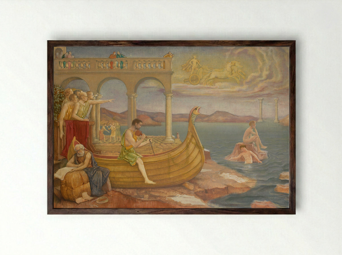 De bouw van het schip 'Argo' - Antoon Derkinderen - Framed Print Dark Wood