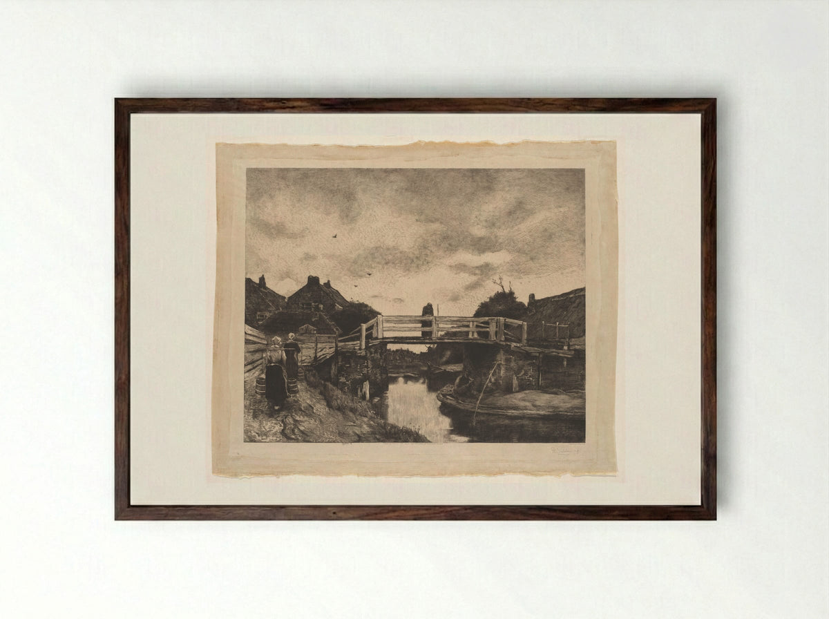 De brug (The Bridge) - Philip Zilcken - Framed Print Dark Wood