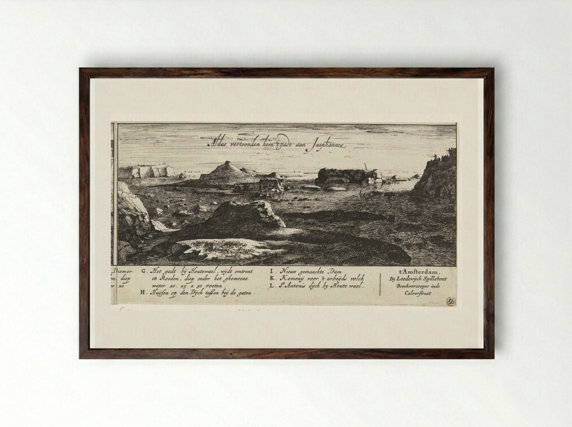 De doorgebroken Sint-Antoniesdijk bij Jaap Hannes - Roelant Roghman - Framed Print Dark Wood