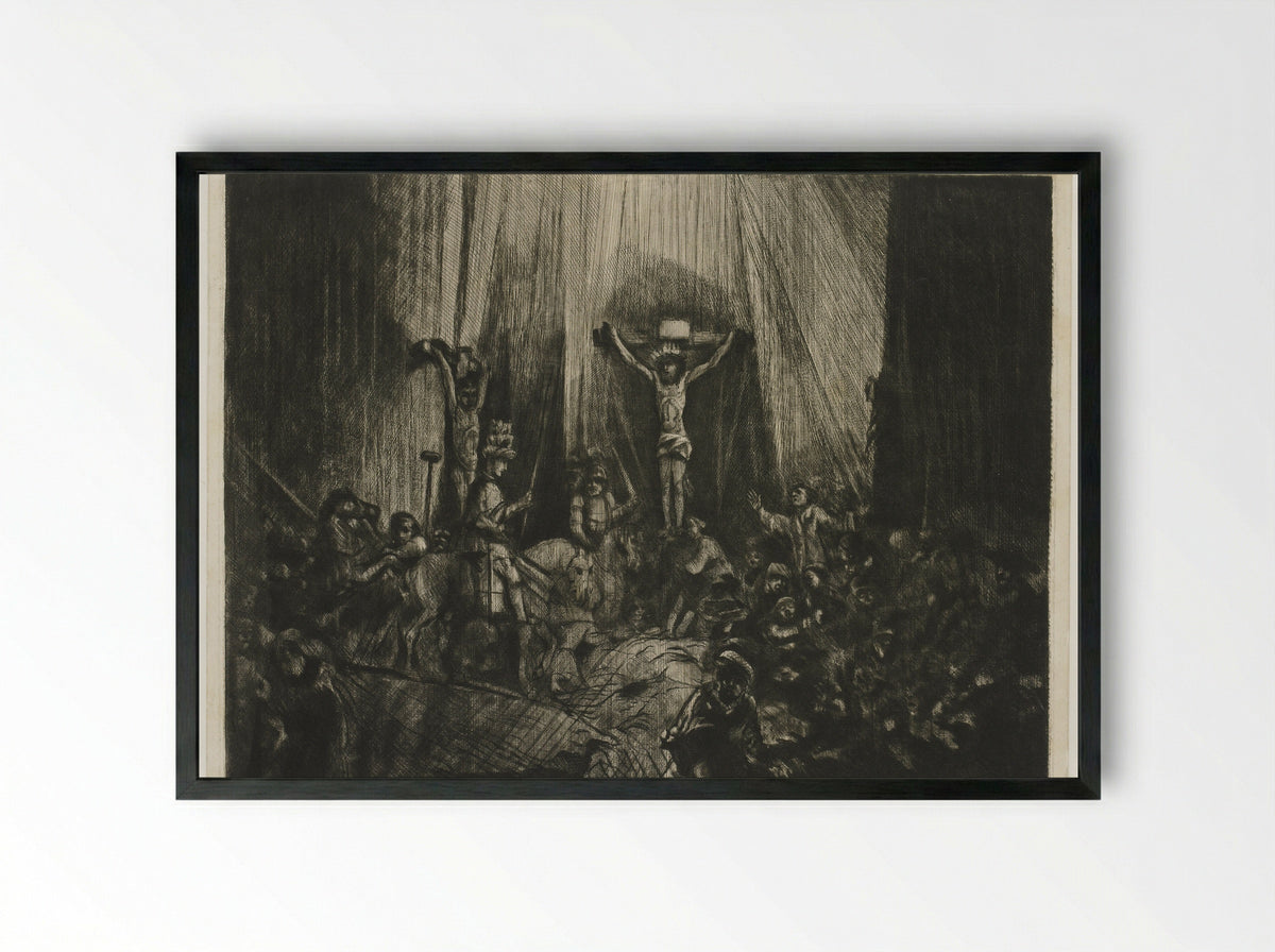 De drie kruisen (The Three Crosses) - George Bickham (II) - Framed Print Black