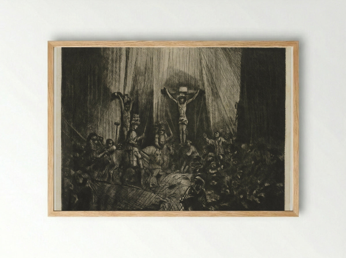 De drie kruisen (The Three Crosses) - George Bickham (II) - Framed Print Wood
