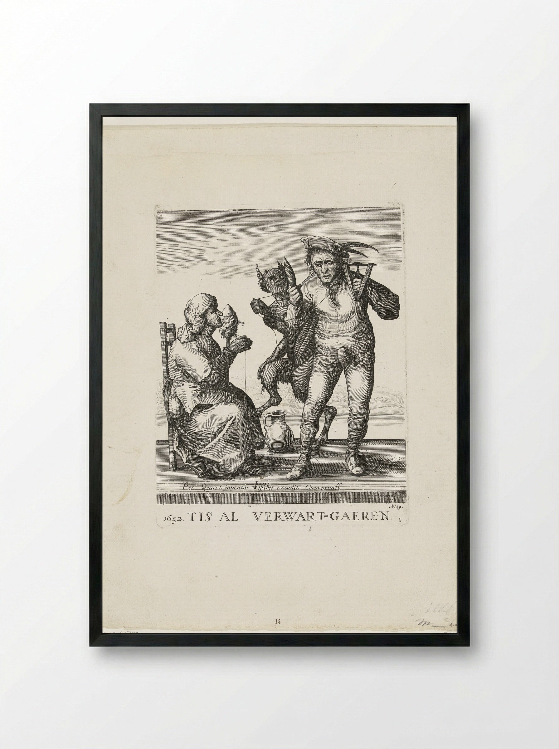 De duivel verwart het garen - Pieter Jansz. Quast - Framed Print Black