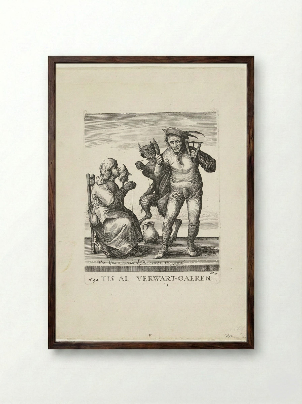 De duivel verwart het garen - Pieter Jansz. Quast - Framed Print Dark Wood