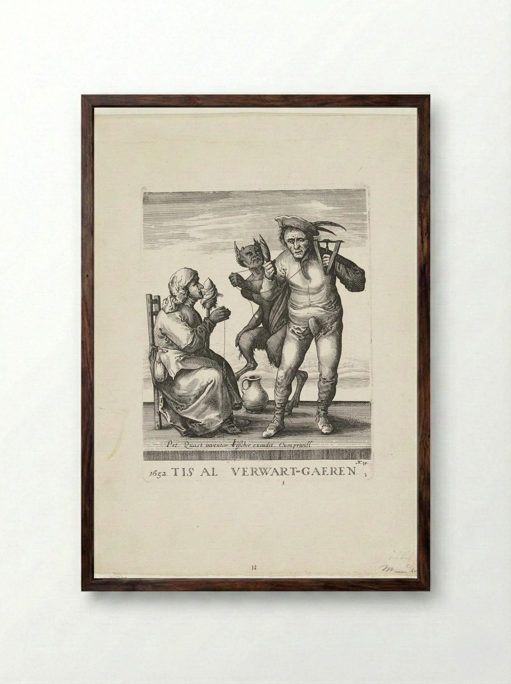 De duivel verwart het garen - Pieter Jansz. Quast - Framed Print Dark Wood