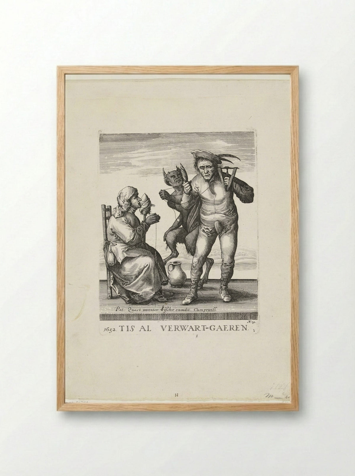 De duivel verwart het garen - Pieter Jansz. Quast - Framed Print Wood