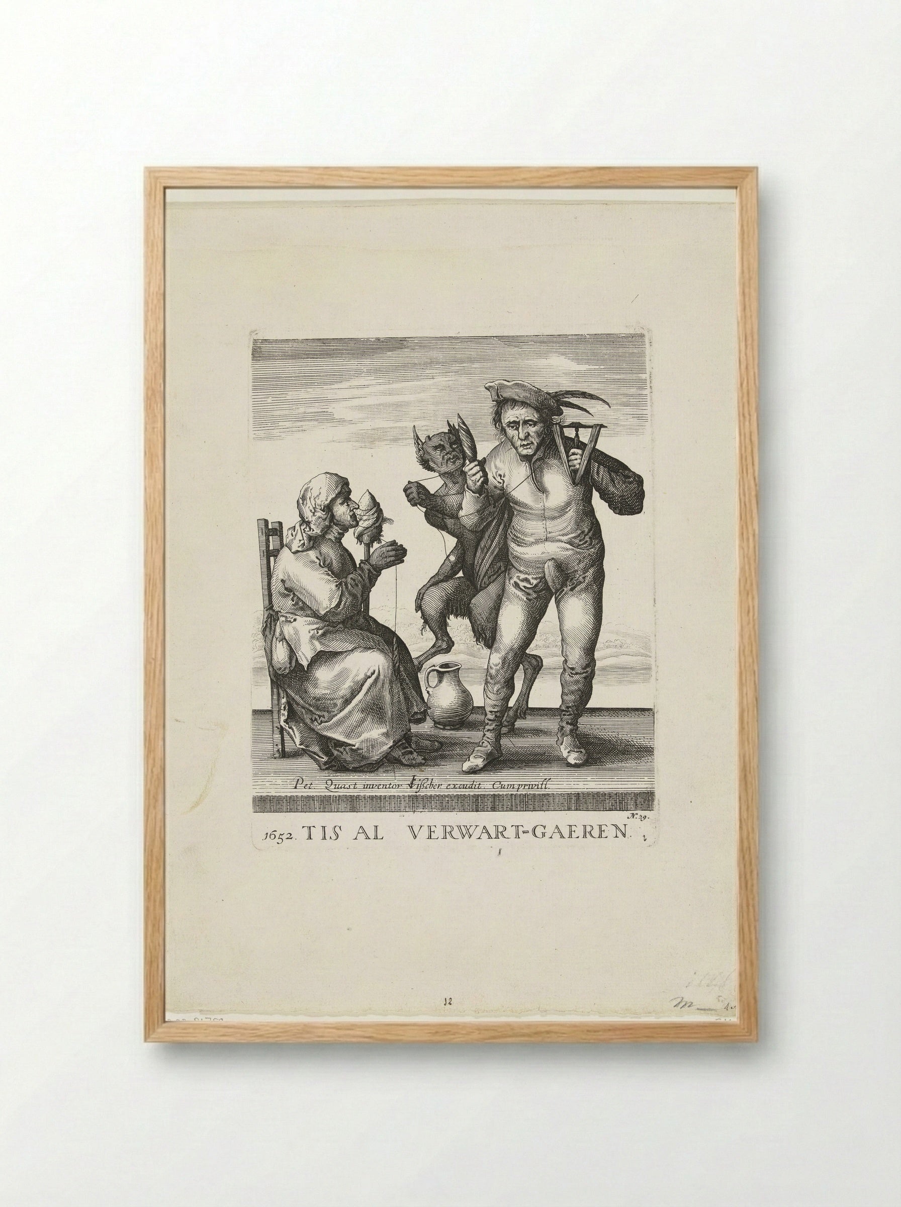 De duivel verwart het garen - Pieter Jansz. Quast - Framed Print Wood