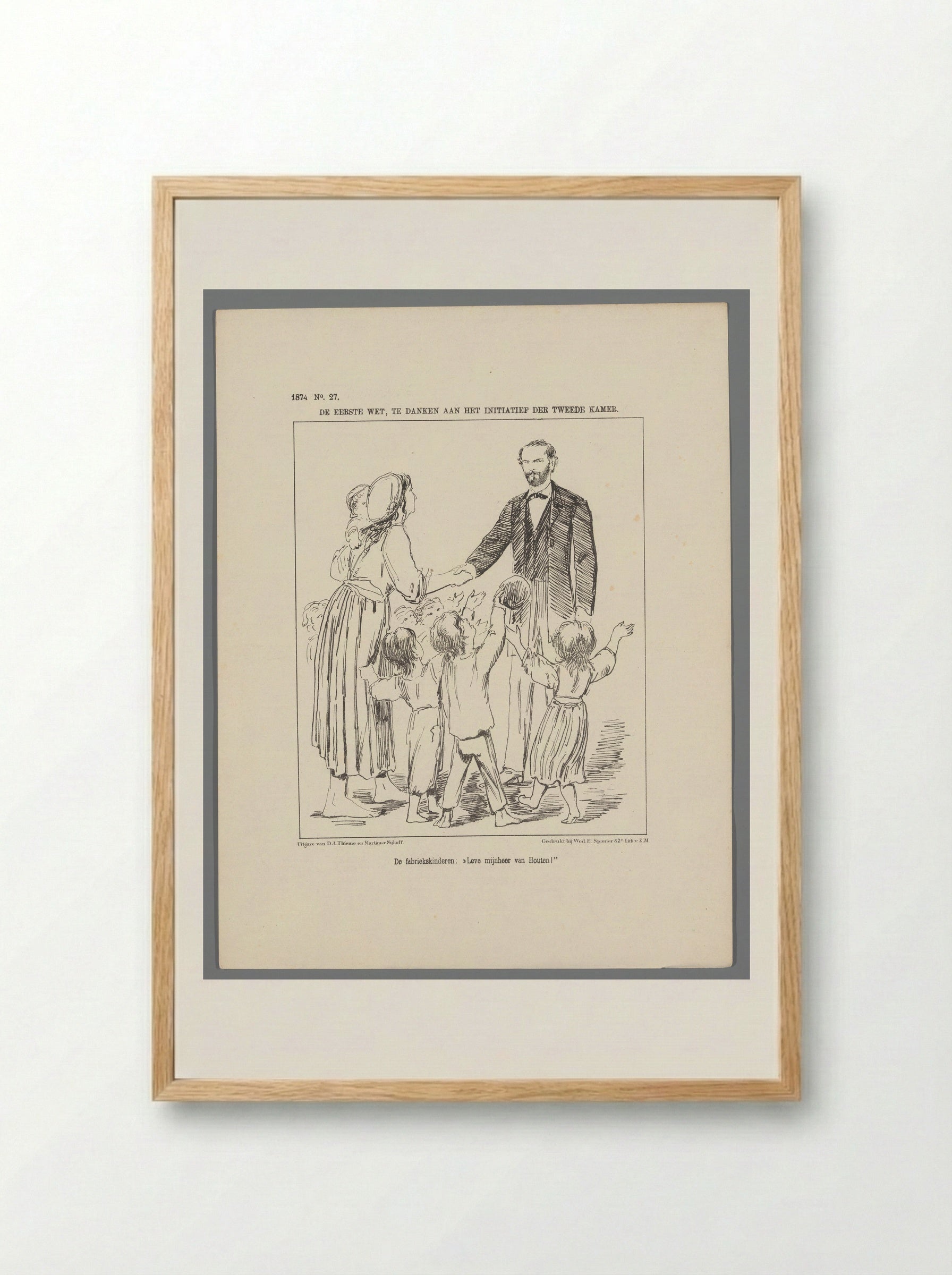 De fabriekskinderen: "Leve mijnheer van Houten" - Johan Michaël Schmidt Crans - Framed Print Wood