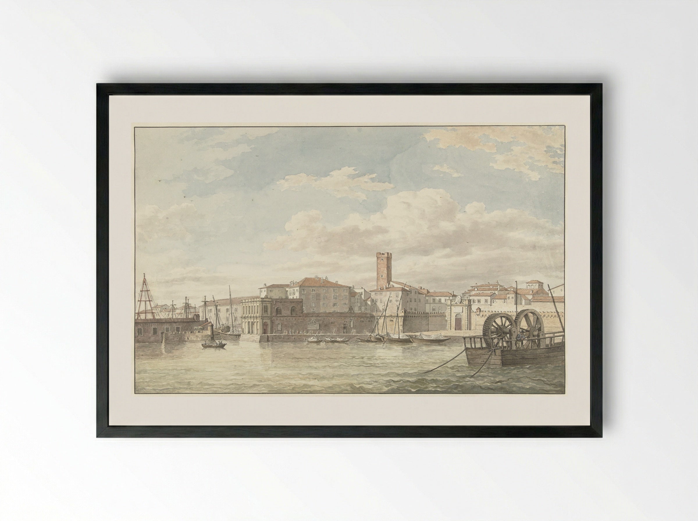 De haven van Civitavecchia - Jean Grandjean - Framed Print Black