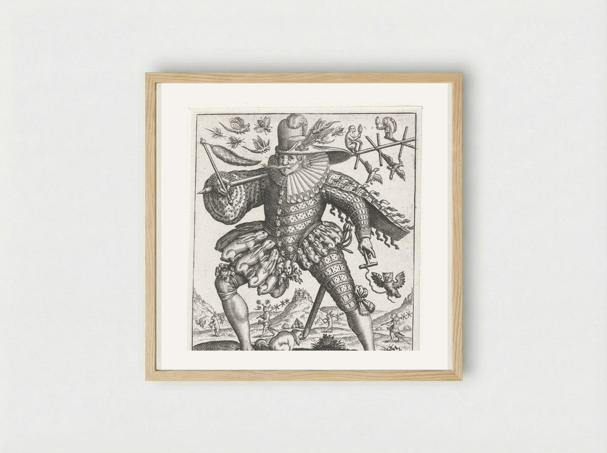 De hazenjager (The Hare Hunter) - Johann Theodor de Bry - Framed Print Wood