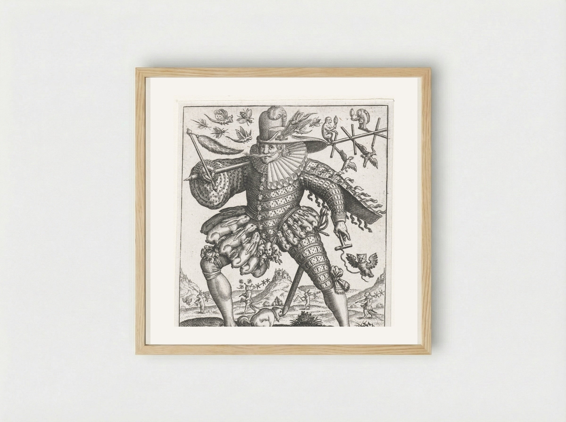 De hazenjager (The Hare Hunter) - Johann Theodor de Bry - Framed Print Wood