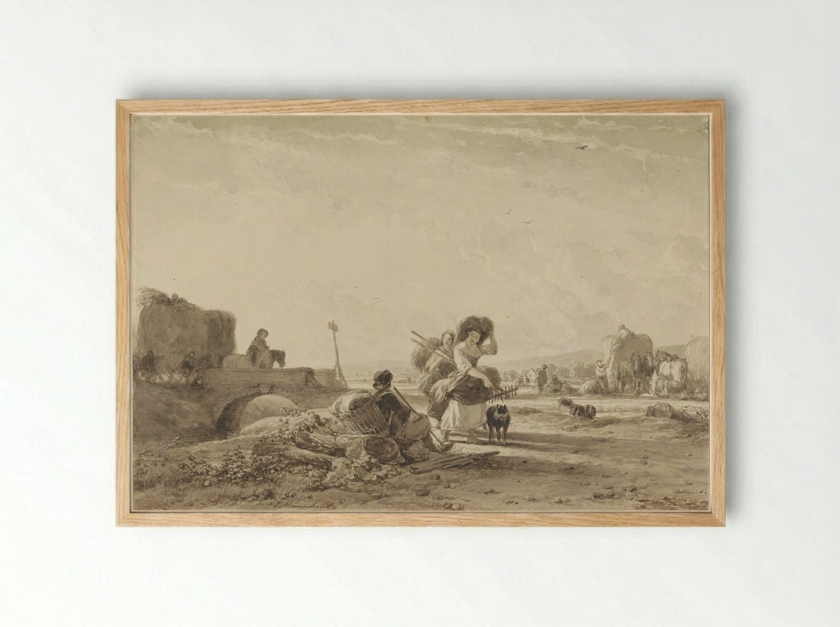 De hooioogst (The Hay Harvest) - Joseph Moerenhout - Framed Print Wood