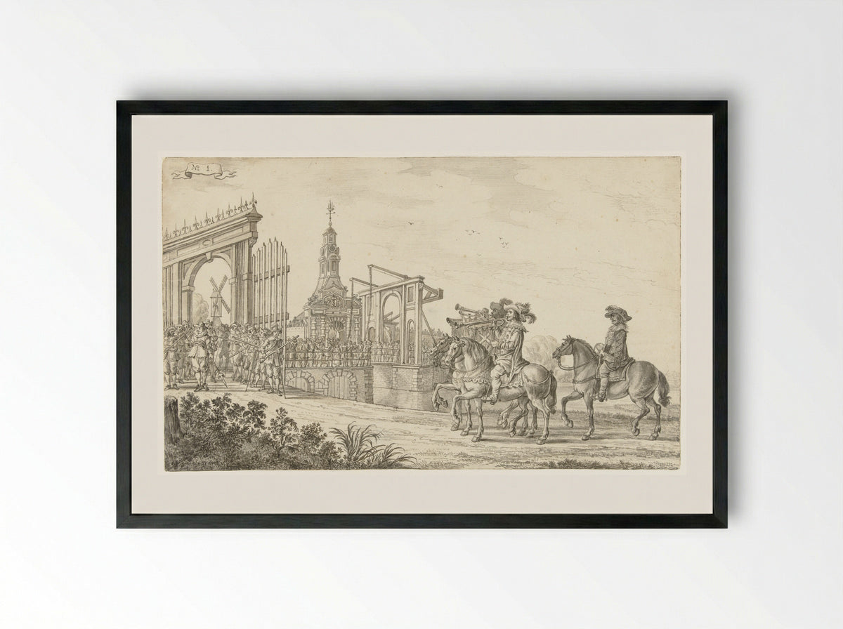 De intocht van Maria de' Medici te Amsterdam in 1638 (plaat 1) - Jan Martens de Jonge - Framed Print Black