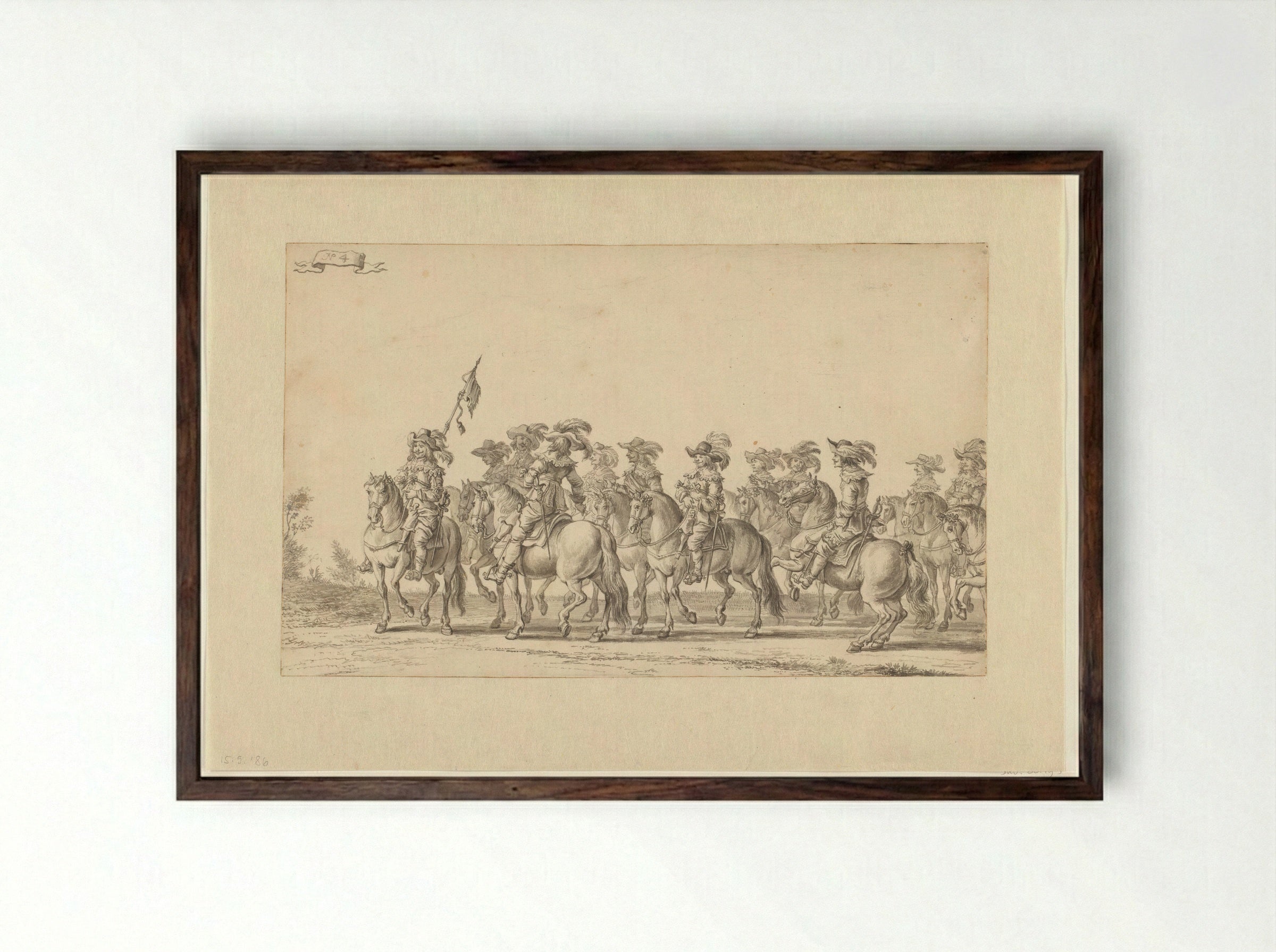 De intocht van Maria de' Medici te Amsterdam in 1638 (plaat 4) - Jan Martens de Jonge - Framed Print Dark Wood