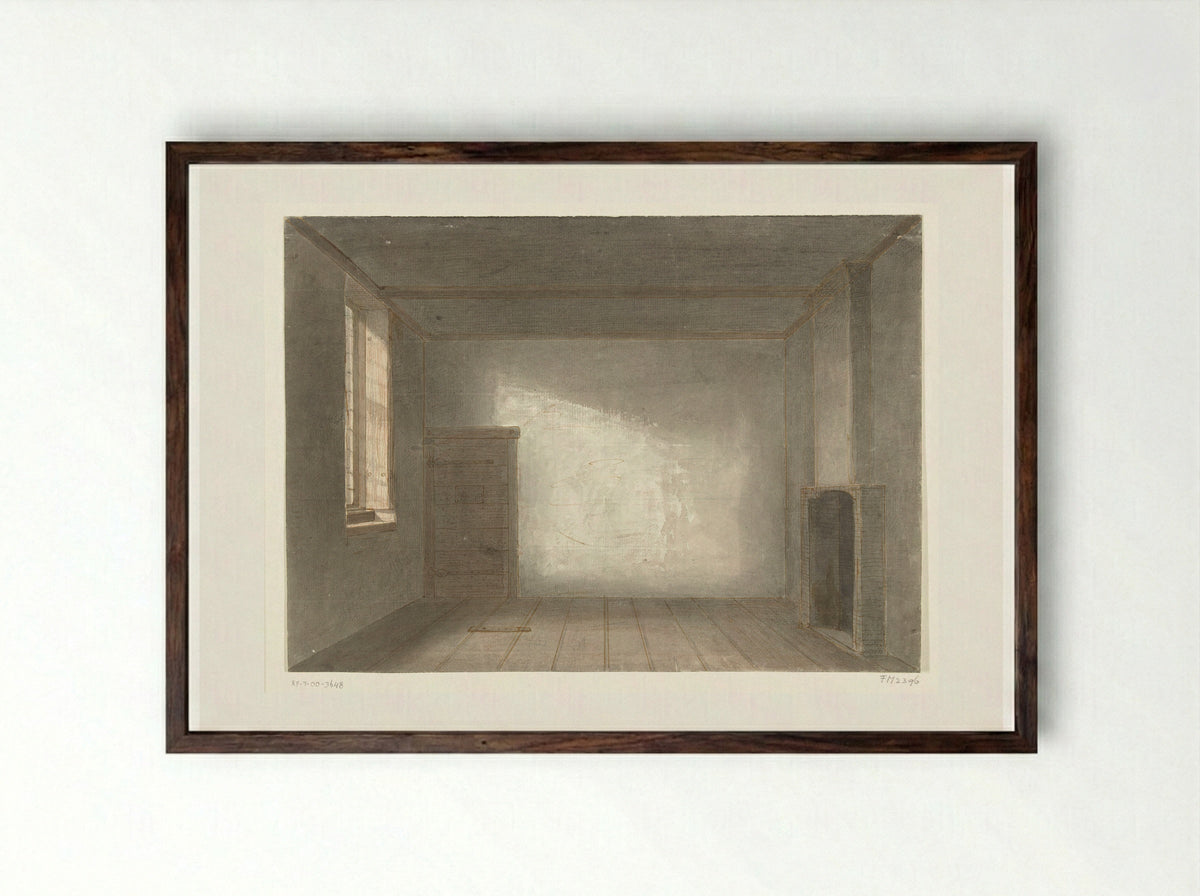 De kamer van Cornelis de Witt in de Gevangenpoort - Jacobus Ludovicus Cornet - Framed Print Dark Wood