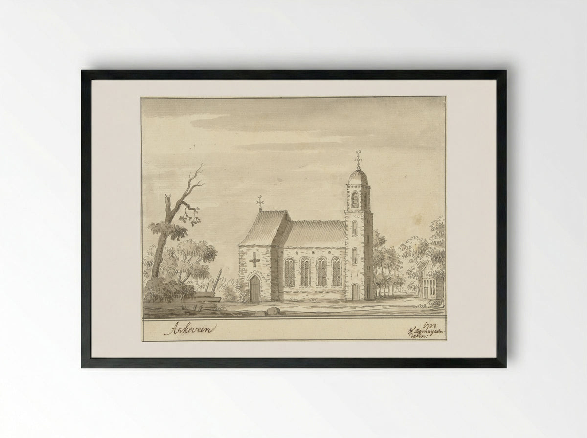 De kerk te Ankeveen - F. Berhuyzen - Framed Print Black