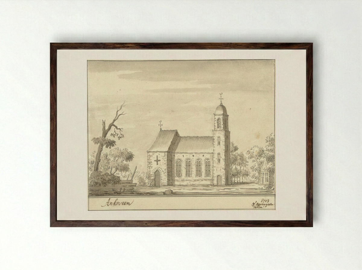 De kerk te Ankeveen - F. Berhuyzen - Framed Print Dark Wood