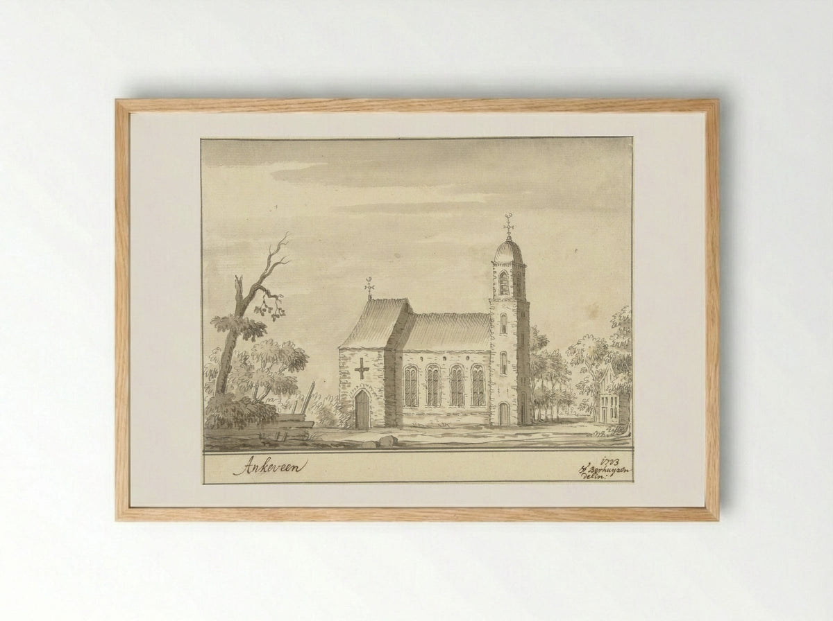 De kerk te Ankeveen - F. Berhuyzen - Framed Print Wood