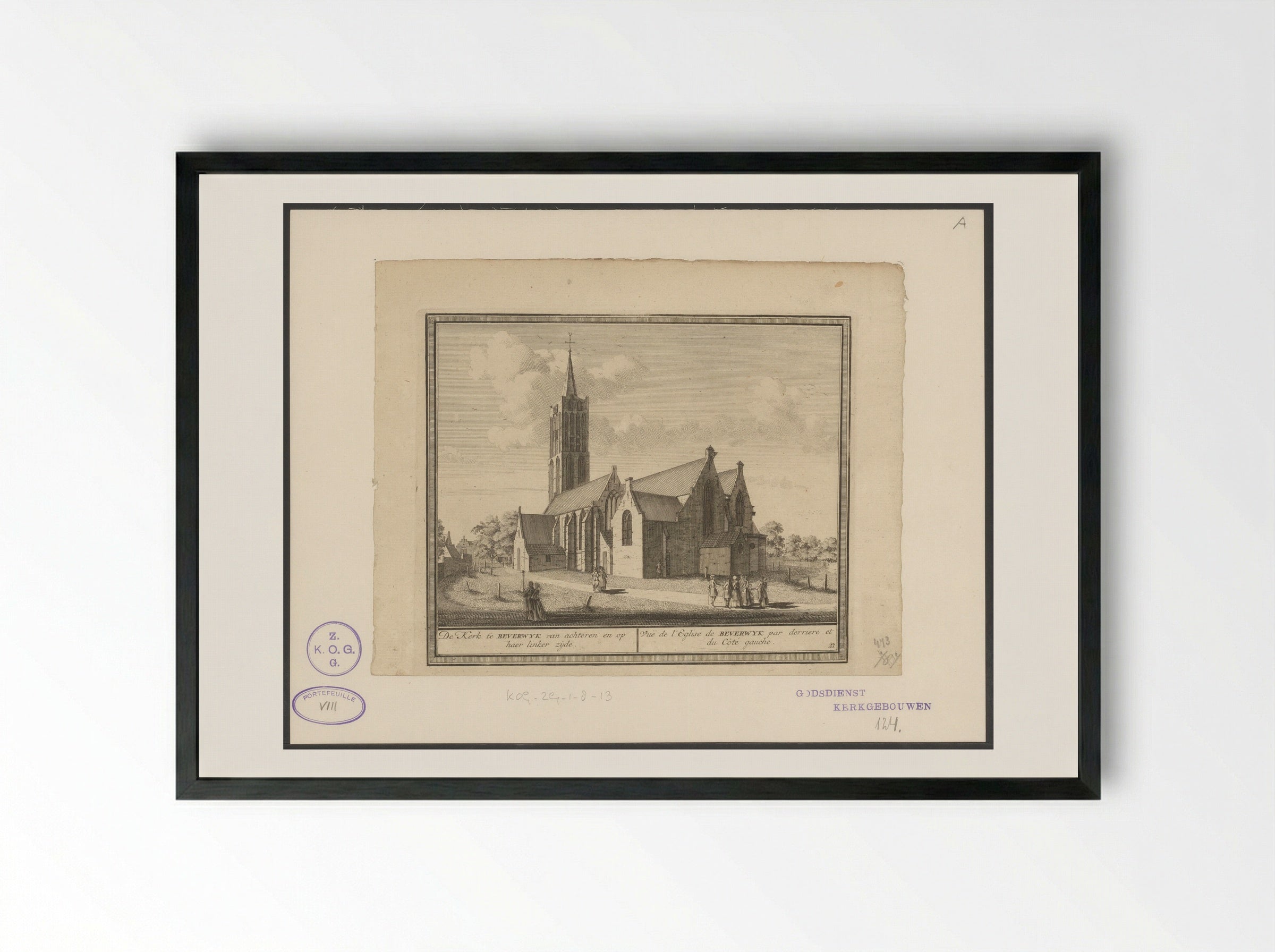 De kerk te Beverwyk van achteren en op haer linker zyde - Hendrik de Leth - Framed Print Black