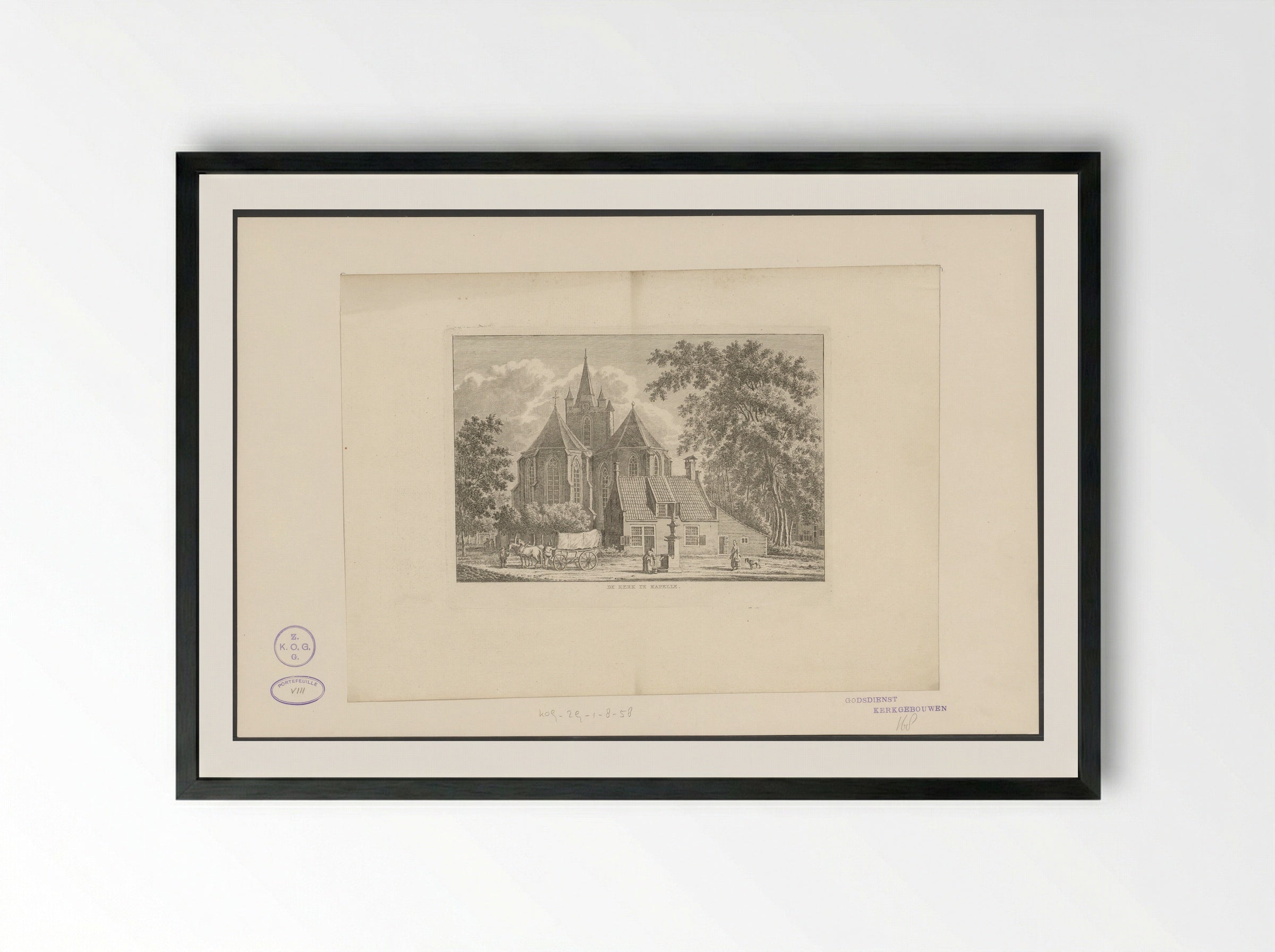 De kerk te Kapelle - Carel Frederik Bendorp (I) - Framed Print Black