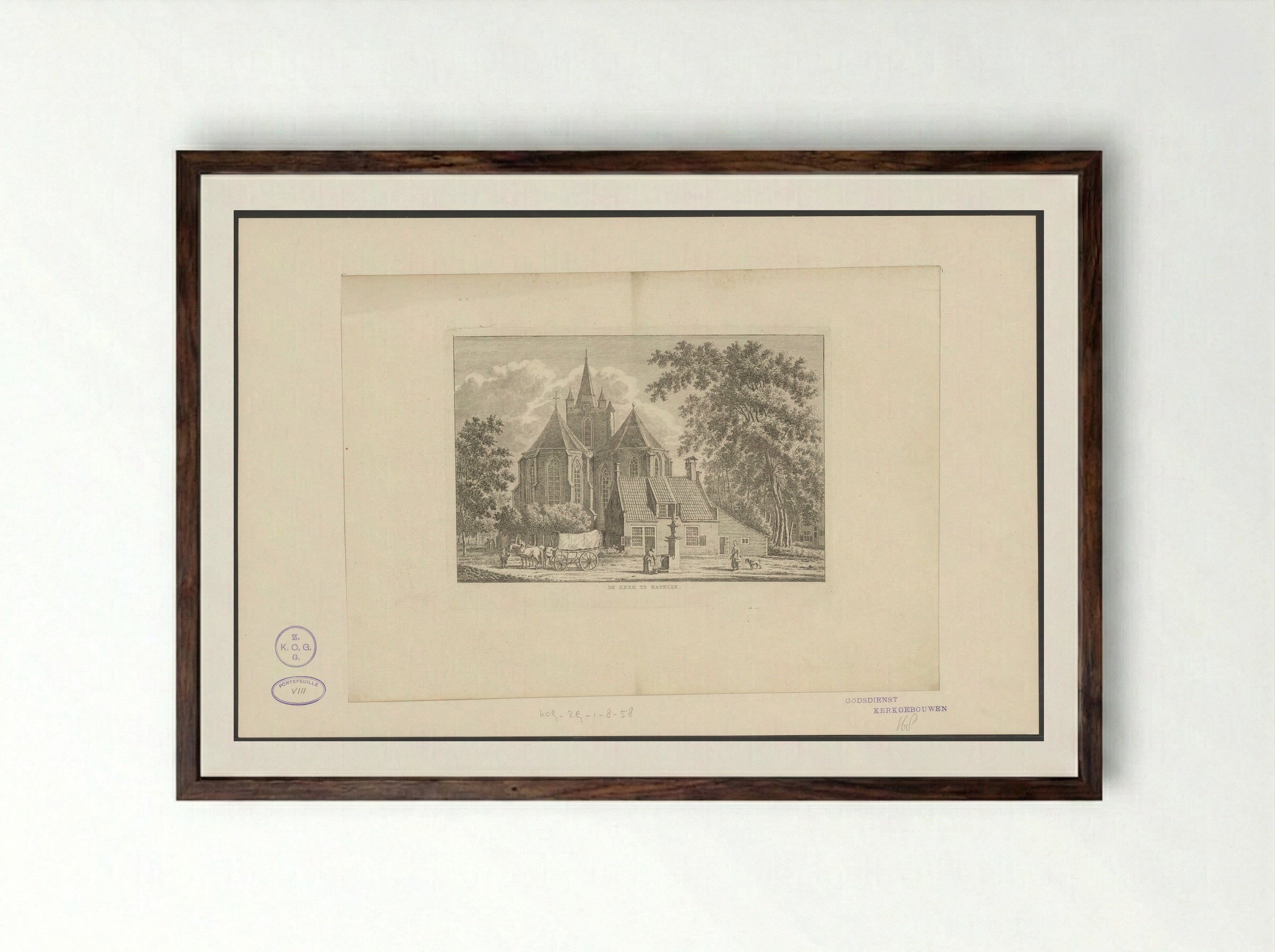 De kerk te Kapelle - Carel Frederik Bendorp (I) - Framed Print Dark Wood