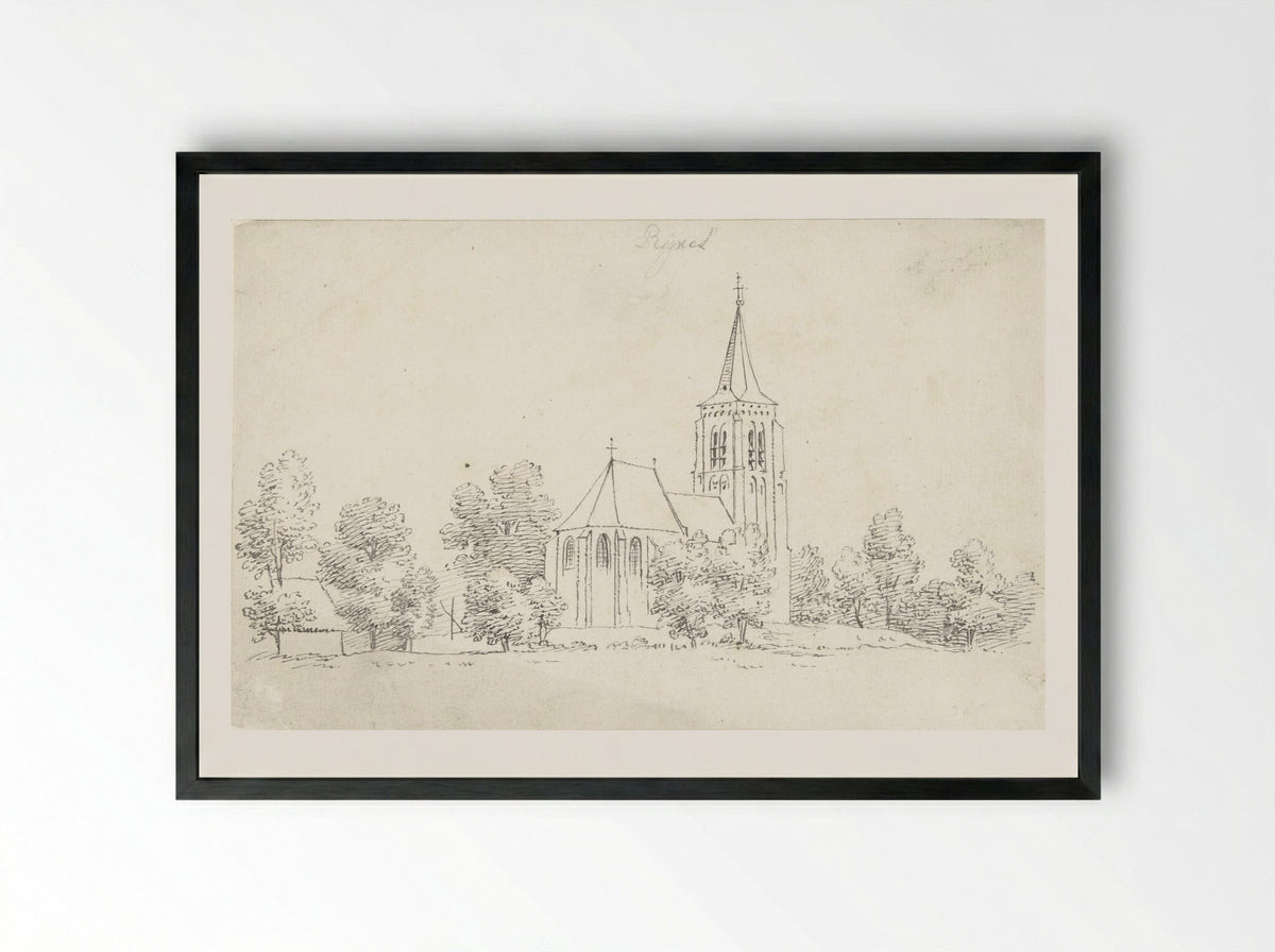 De kerk te Rixtel - Cornelis Pronk - Framed Print Black