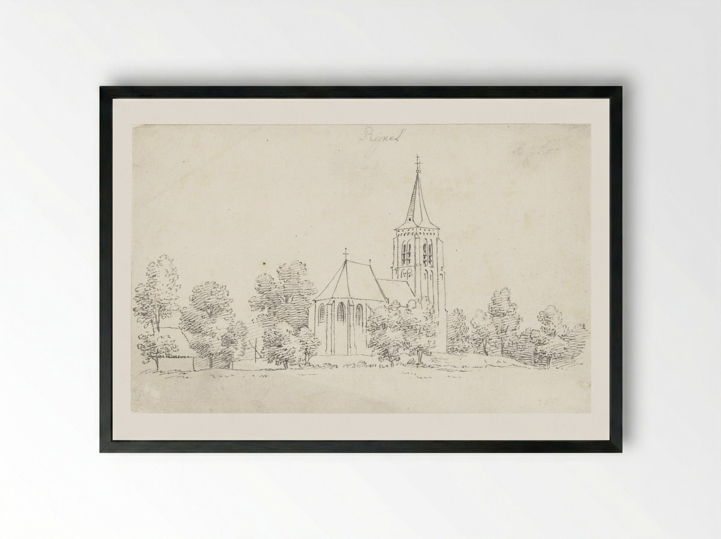 De kerk te Rixtel - Cornelis Pronk - Framed Print Black