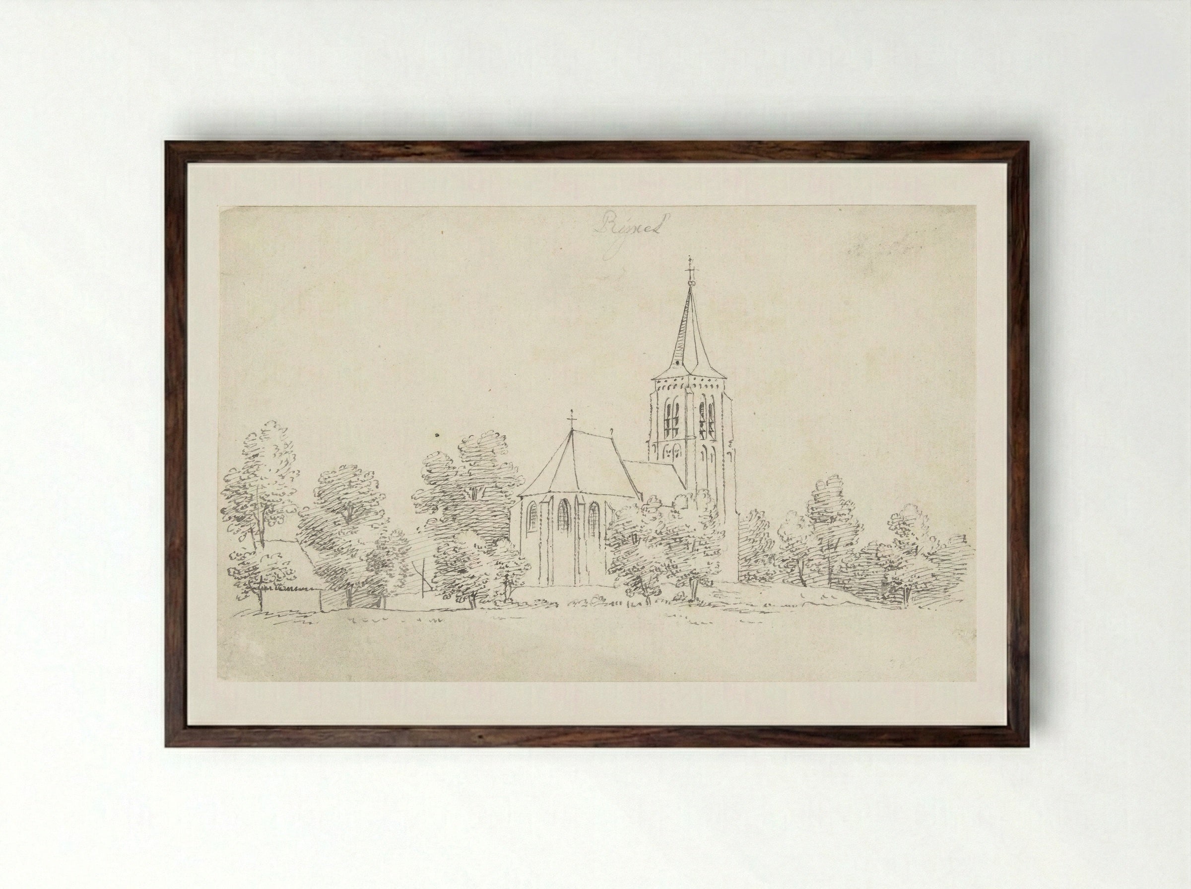 De kerk te Rixtel - Cornelis Pronk - Framed Print Dark Wood