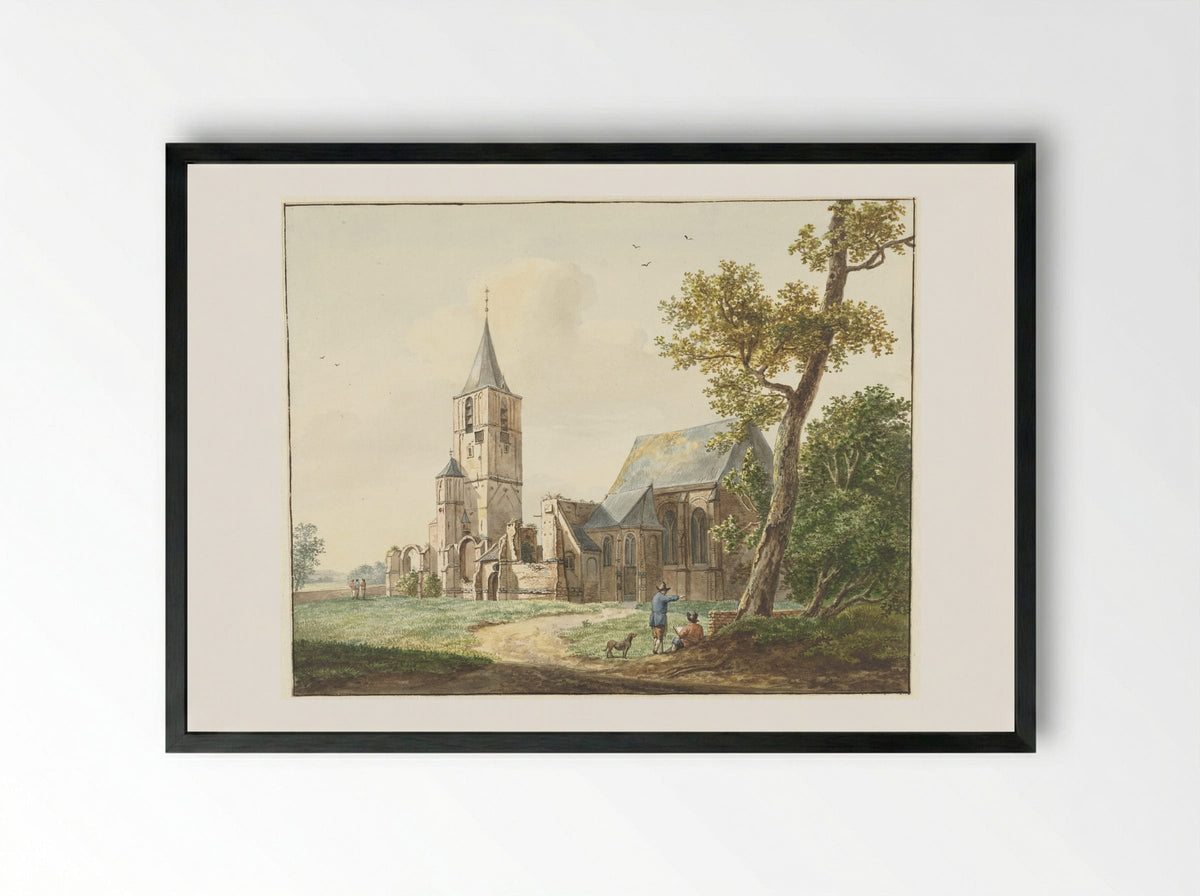 De kerk te Warmond - Pieter Gerardus van Os - Framed Print Black