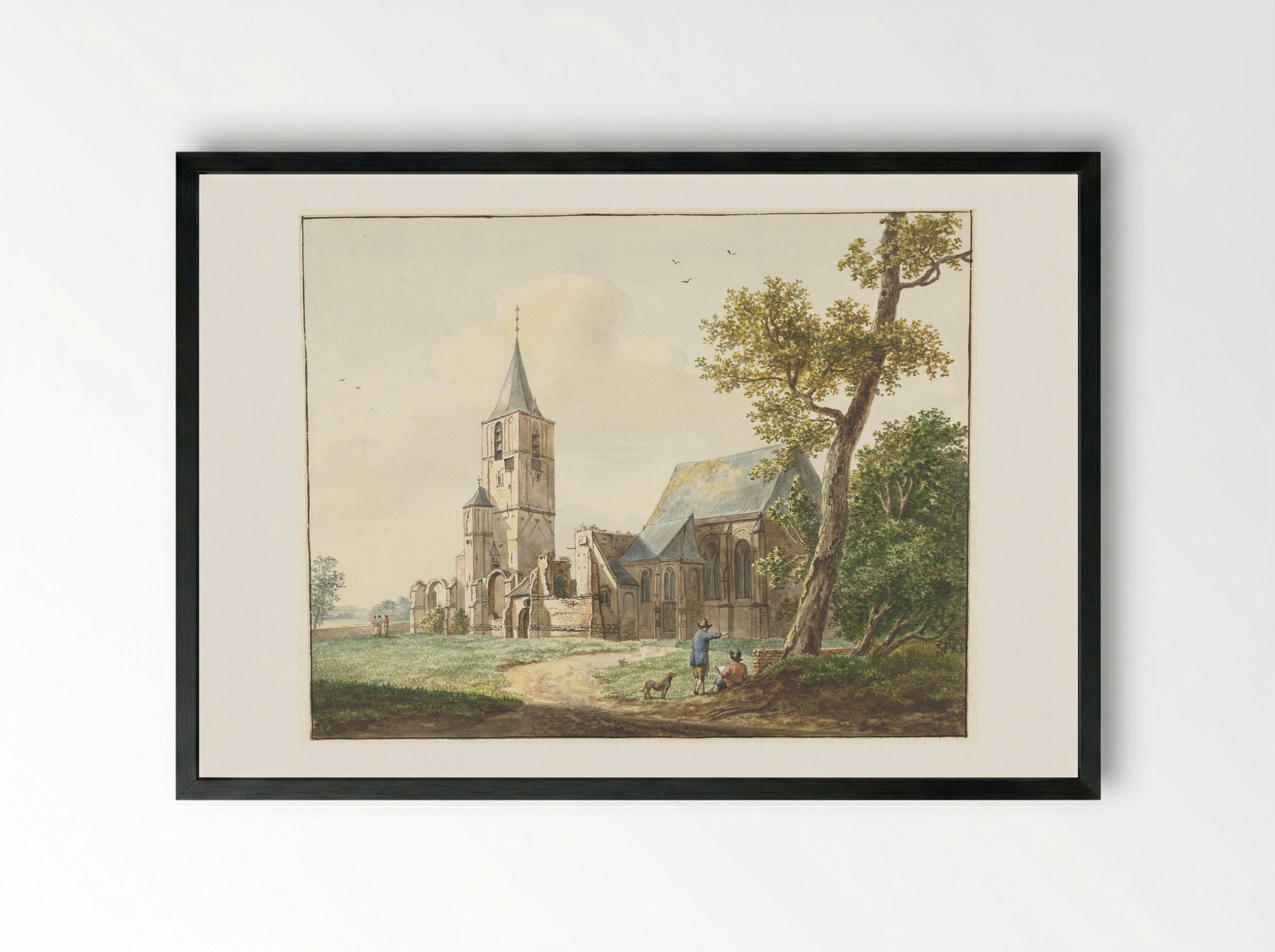 De kerk te Warmond - Pieter Gerardus van Os - Framed Print Black
