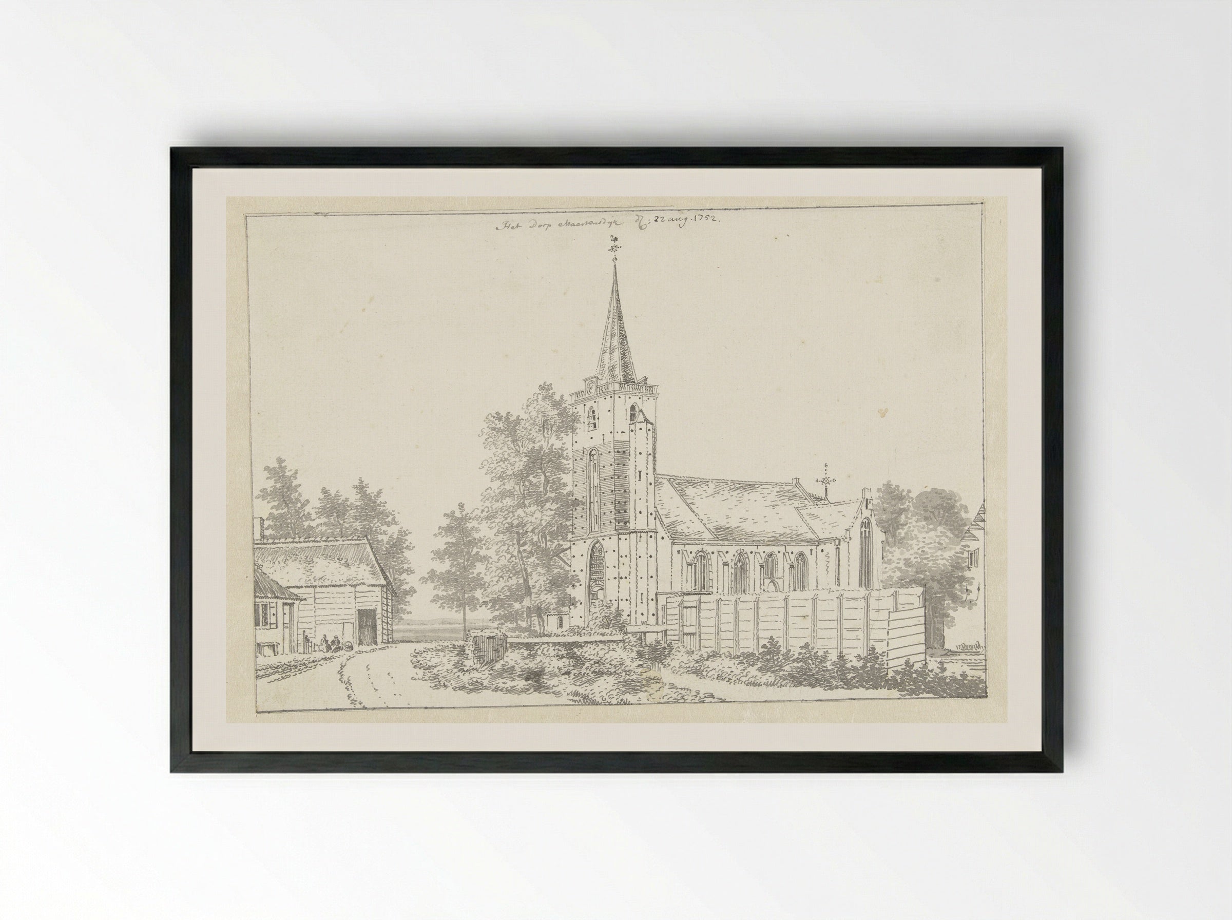 De kerk van Maartensdijk - Jan de Beijer - Framed Print Black