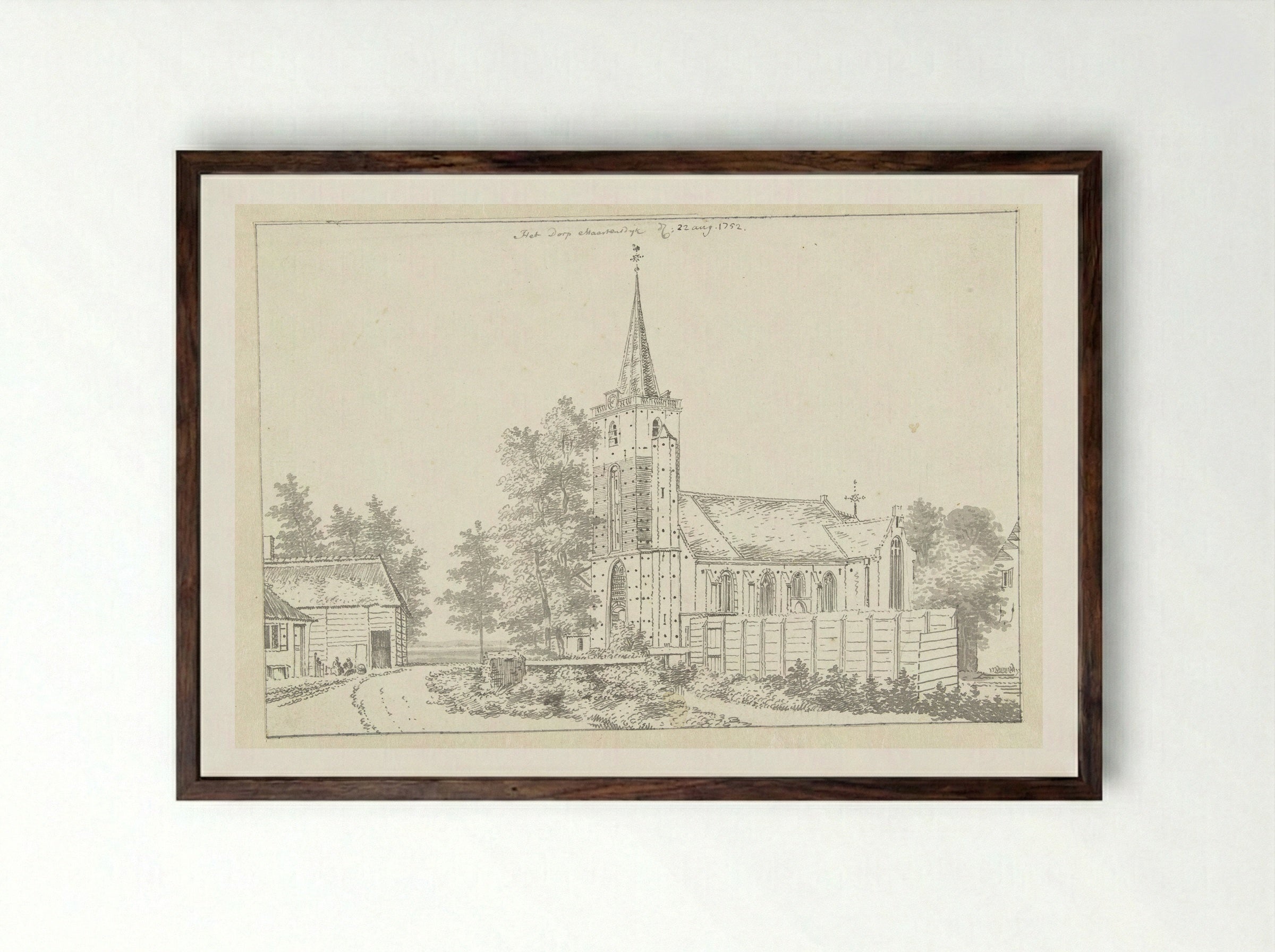 De kerk van Maartensdijk - Jan de Beijer - Framed Print Dark Wood