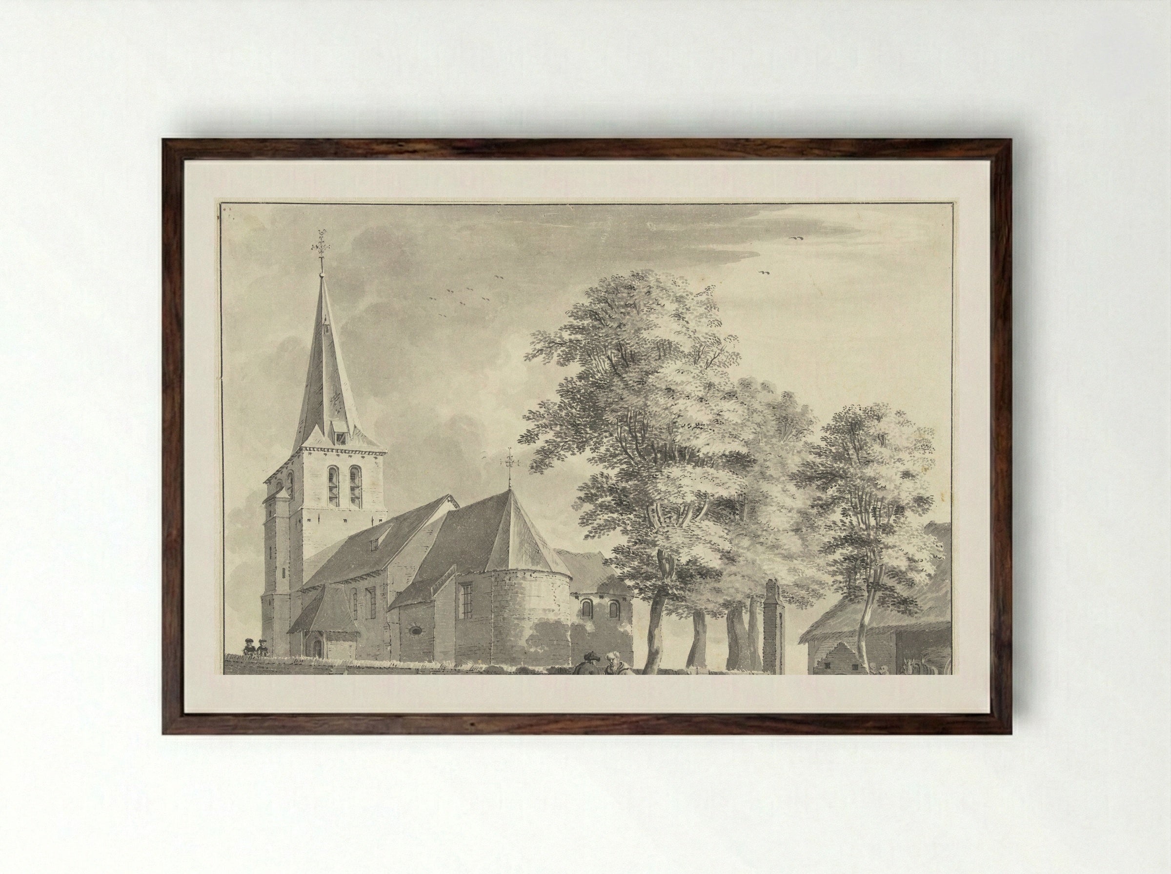 De kerk van Steinkirchen - Jan de Beijer - Framed Print Dark Wood