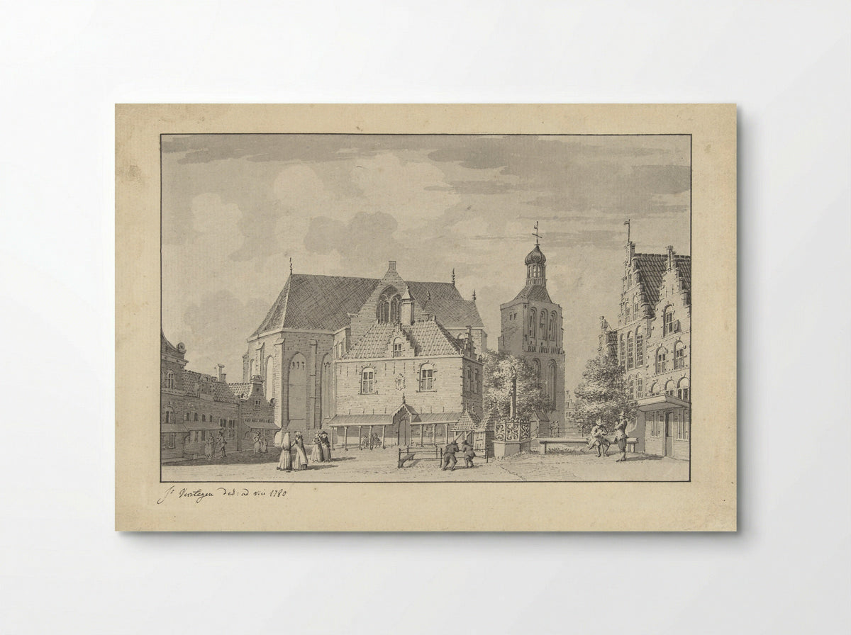 De kerk, waag en vismarkt in Workum - Jacobus Versteegen - Poster