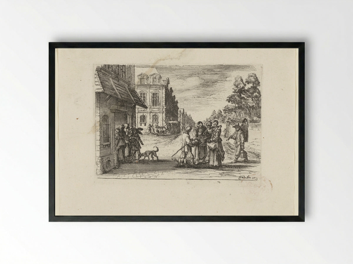 De kersenverkoopster (The Cherry Seller) - Nicolas de Son - Framed Print Black