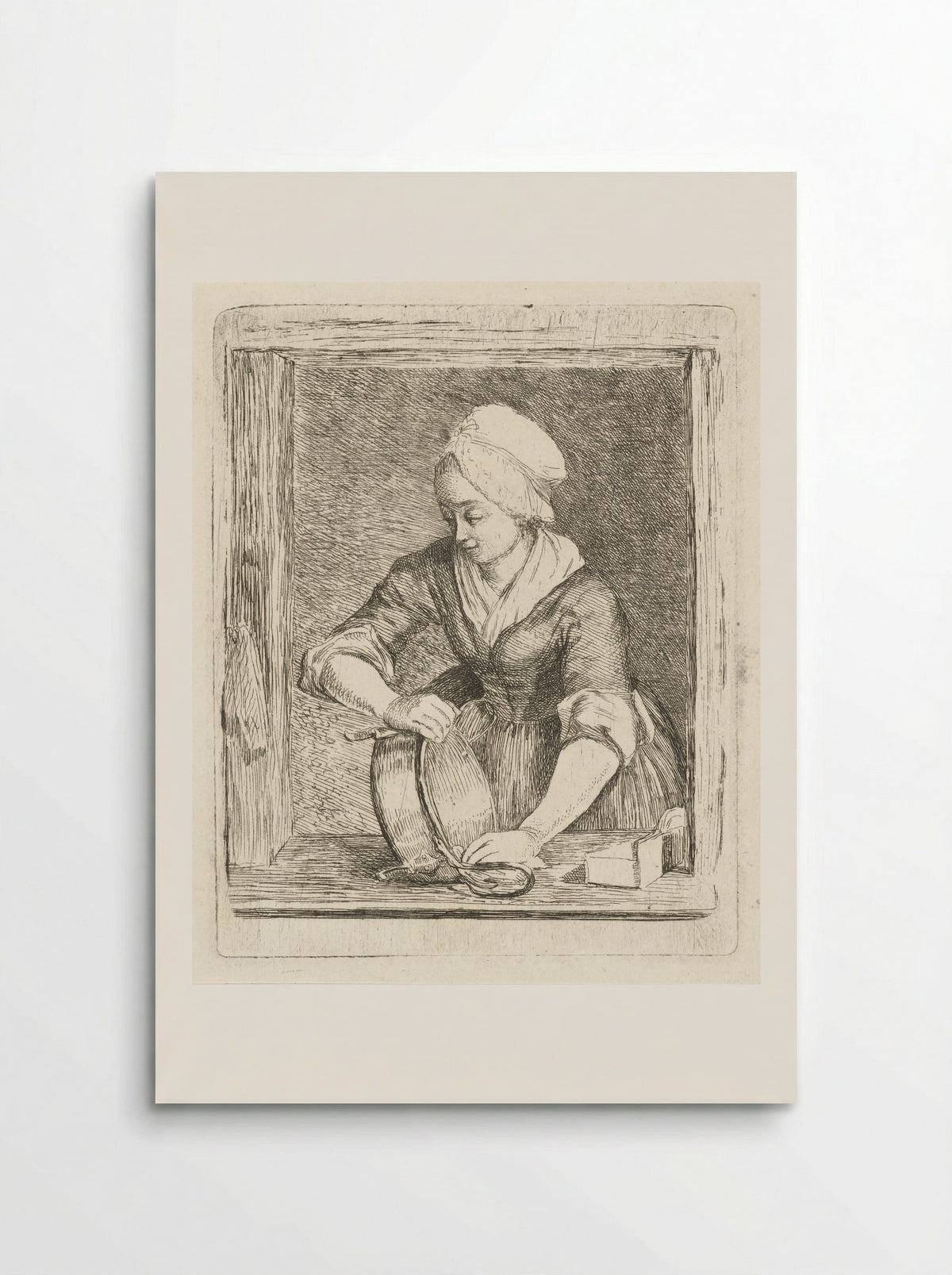 De ketelschuurster (The Kettle Scourer) - Louis Bernard Coclers - Poster