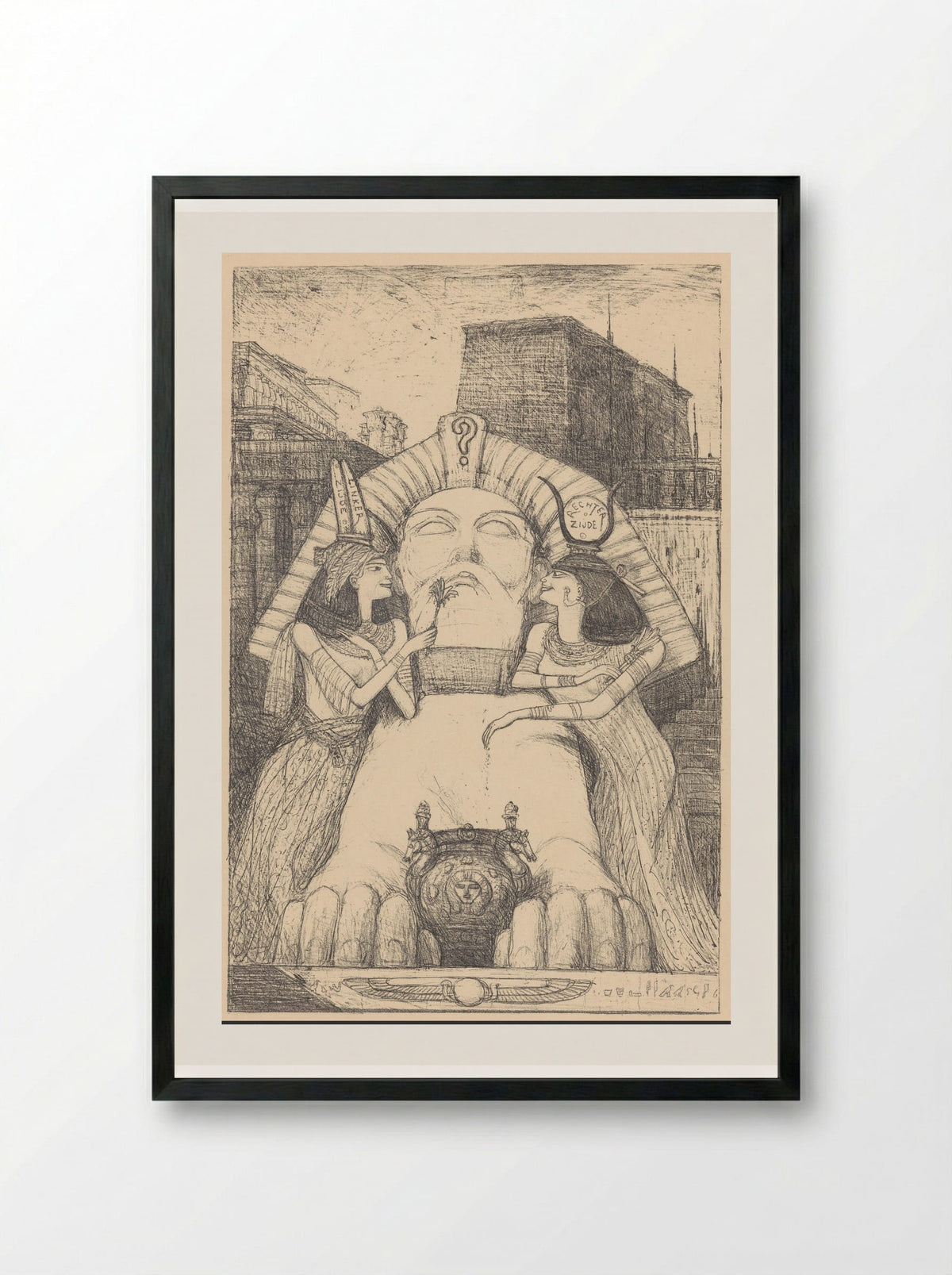 De kiesrecht-sfinx en de verleidsters - Marius Bauer - Framed Print Black