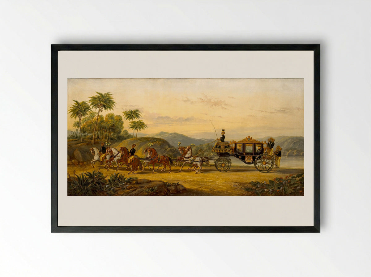 De koets van Mangkoe Nagoro IV - Pieter Alardus Haaxman - Framed Print Black